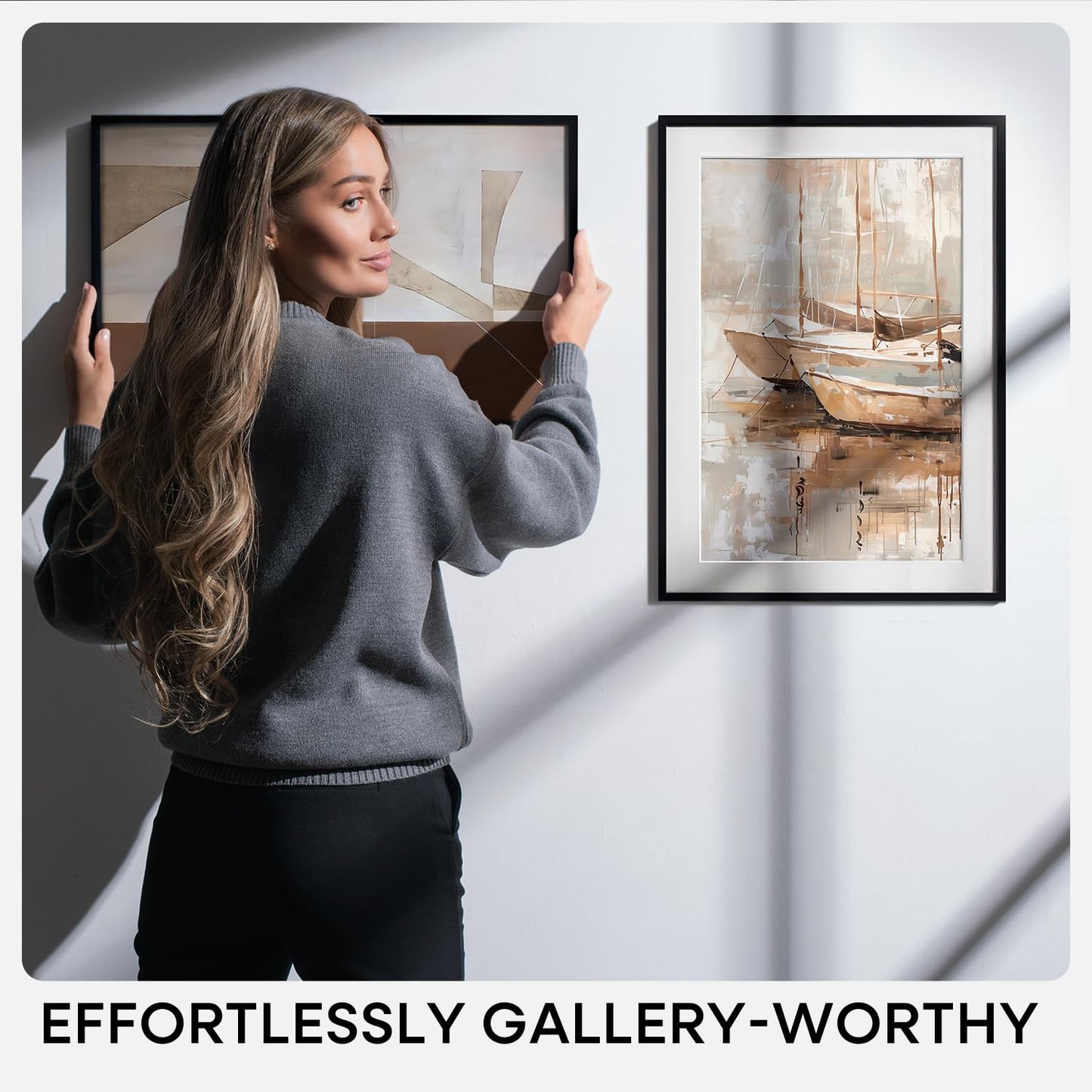 Homeforia 14x14 Picture Frame Black, High End Metal 14 x 14 Square Poster Frames with Mat 12 x 12 Photo, 14x14 Black Frame Matted to 12x12 Print, 14by14 Thin Frames, Tempered Glass, Wall Kit, Set of 1