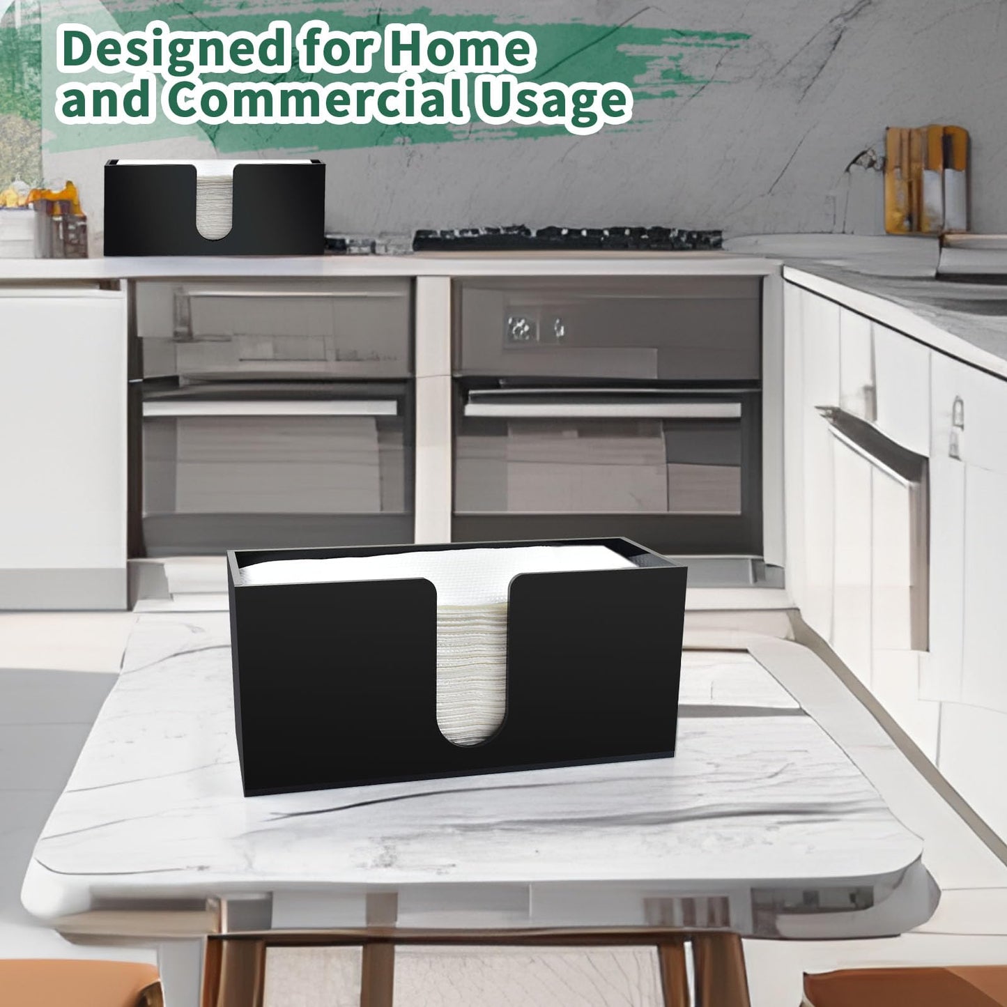 Paper Towel Holder Countertop, Black Acrylic Napkin Dispenser, Multifold Paper Towel Dispenser for Z-fold C-fold MultiFold Trifold-Bathroom Toilet Kitchen Restaurant (2)