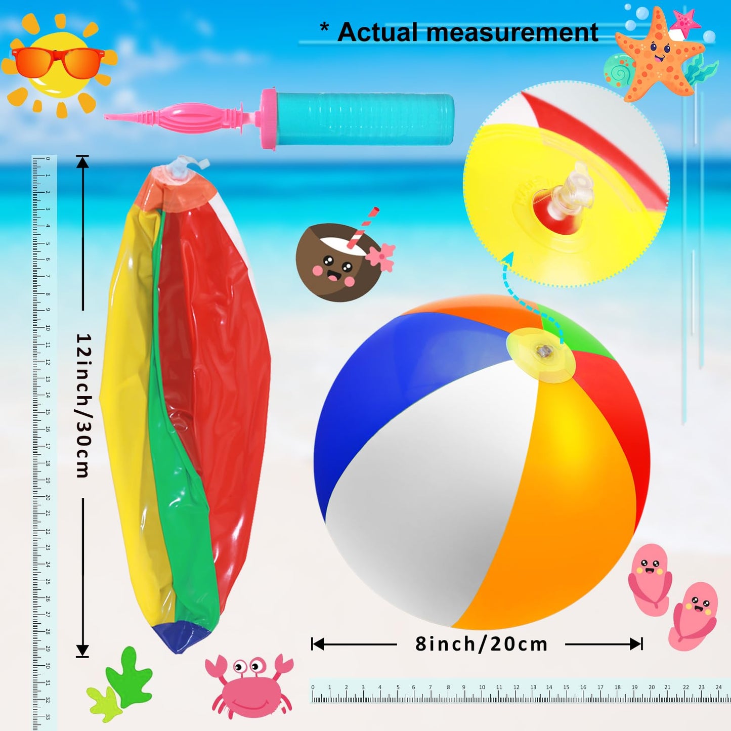 60Pcs Sunglasses Beach Balls Bulk Party Favors for Kids 30Pcs Neon Sunglasses 30Pcs 12" Beach Balls Kid Boys Girls Graduation Party Supplies for Summer Beach Pool Party Favors Goodie Bag Favors