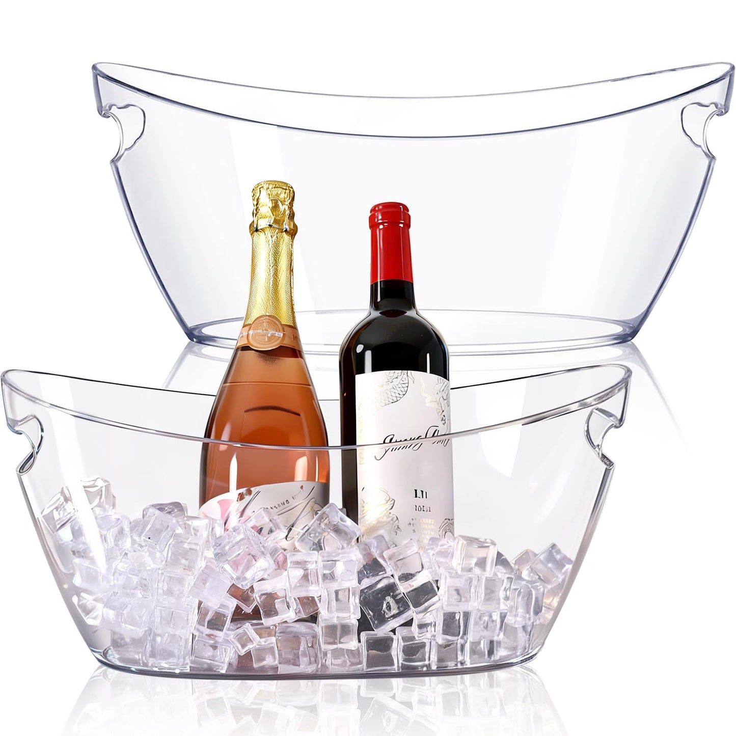 Ice Bucket 2 PCS, Ice Buckets for Parties, Clear Acrylic Beverage Tub, Mimosa Bar Supplies Drink Bucket for Wine, Champagne, Beer, 5.5L Large Ice Bucket (16.5x7.3x6.8 in)