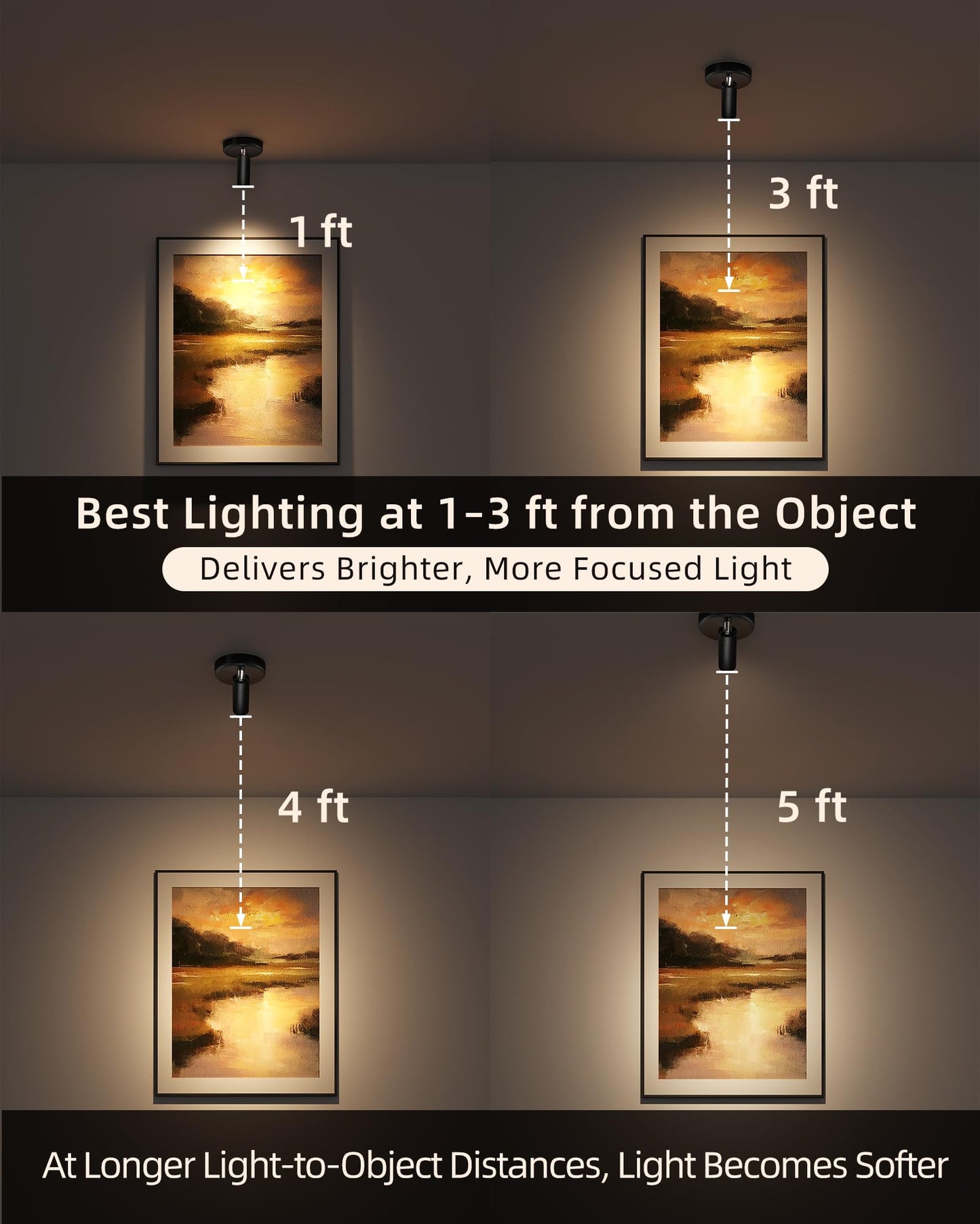 EZVALO Spotlights Indoor with Remote, 5500mAh Rechargeable Picture Lights, Wireless LED Uplighting with Timer & Dimmable, 3-CCT, Mini Plant Spot Lights for Painting, Artwork (4-Pack-Black)