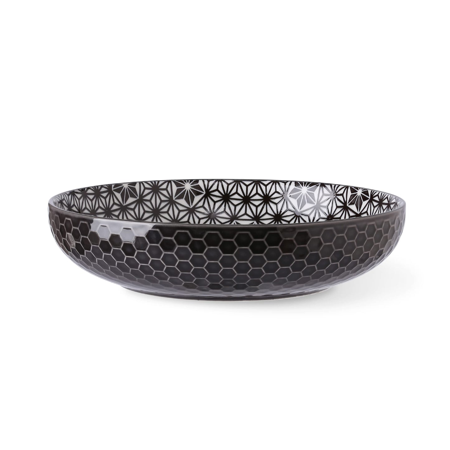 Signature Housewares 36 OZ Shallow Dinner Bowls/Deep Plates Perfect for Spaghetti and Salads - Set of 4 - Large Ceramic Bowls - Colorful Pasta Bowls - Set of 4, Multi-tone Neutral