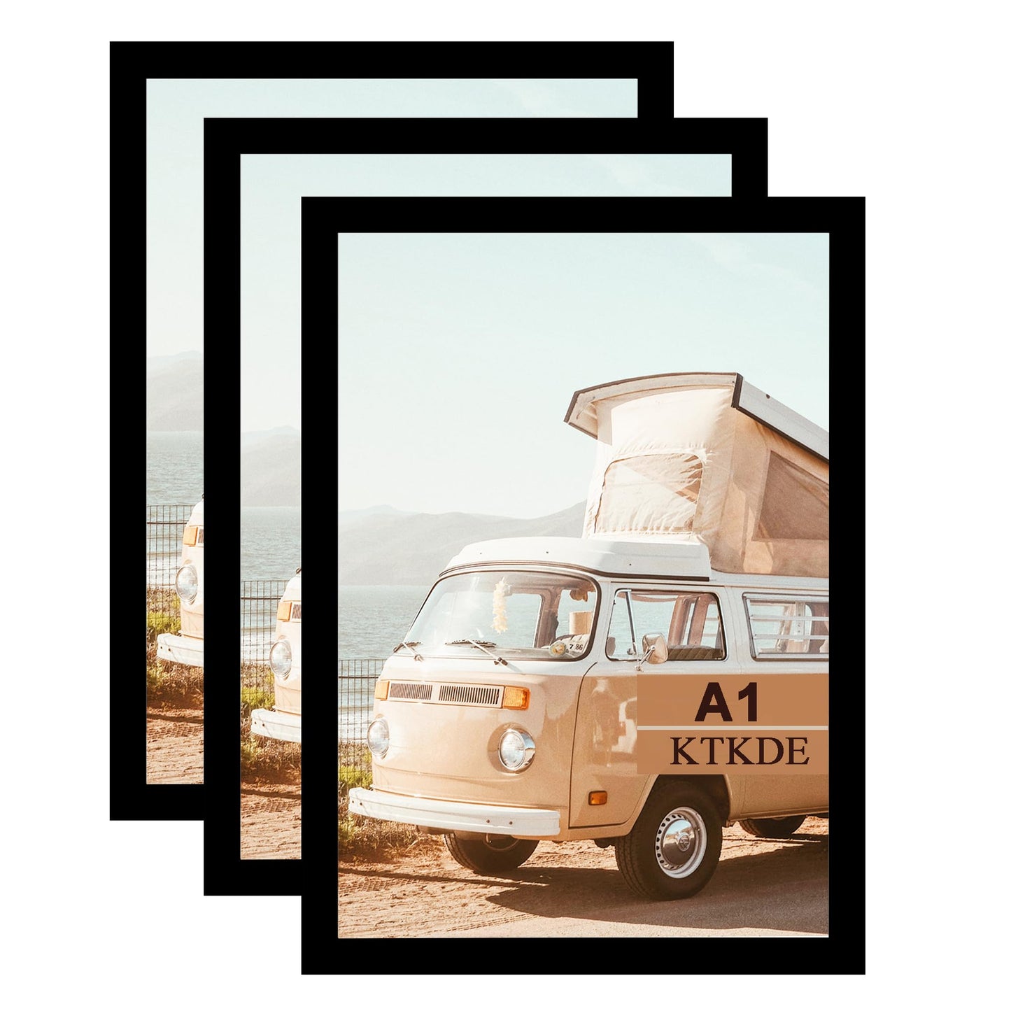 KTKDE A1 Black Modern Picture or Poster Frame 3 Pack,23.4x33 Poster Frames Black Wooden frame, Vertical & Horizontal Wall Hanging Large Picture Frames for Photos, Posters & Art Prints
