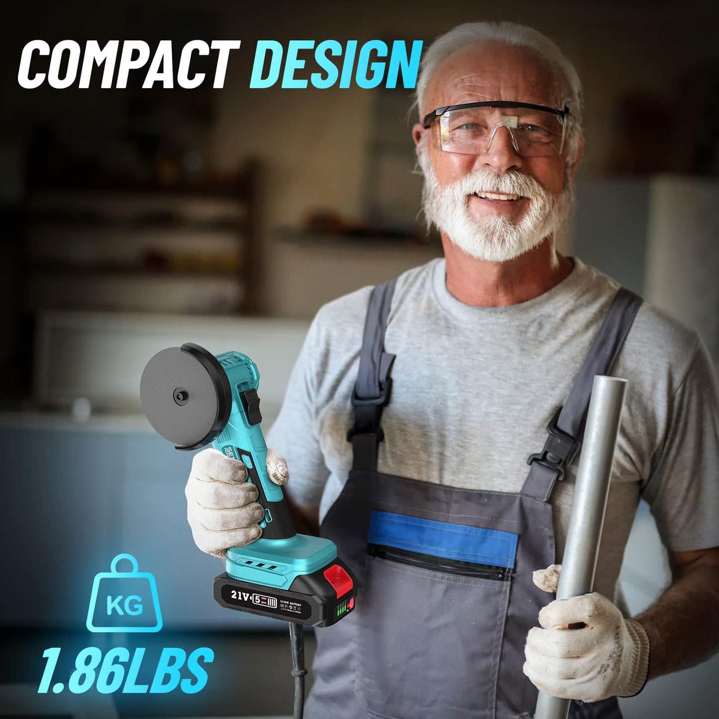SEESII Mini Angle Grinder 21V, 3 Inch Brushless Angle Grinder Cordless 19000 RPM with 2PCS 2.0A Battery & 7pcs Cutting Discs, 210W Power Electric Tool for Metal Wood Polishing Rust Removal