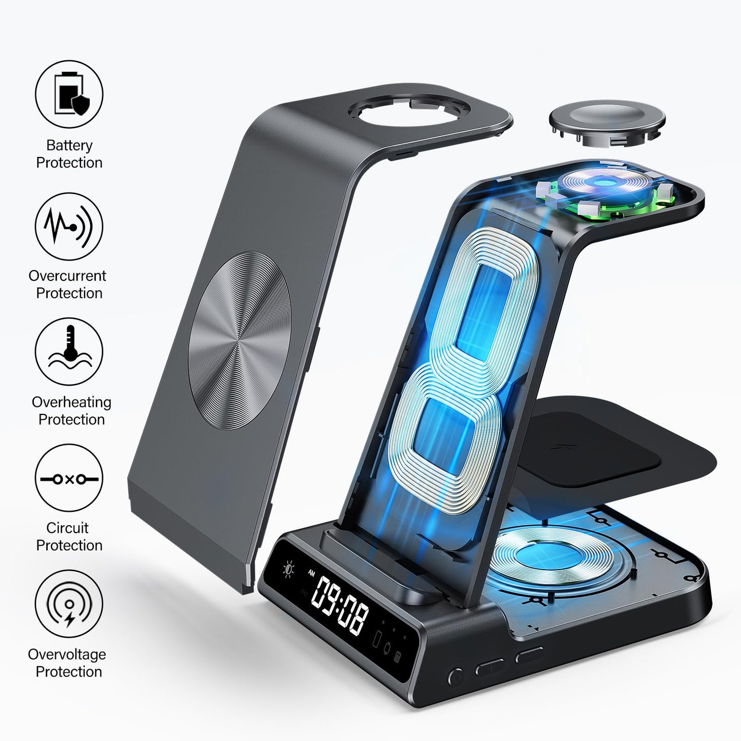 Wireless Charger for Samsung, 3 in 1 Wireless Charging Station for Samsung Galaxy S24 Ultra/S23 Ultra/S22/S21/Note 20/Z Flip 6/Fold 6, Charger for Samsung Galaxy Watch Ultra/7/6/5, Galaxy Buds 2/2 Pro