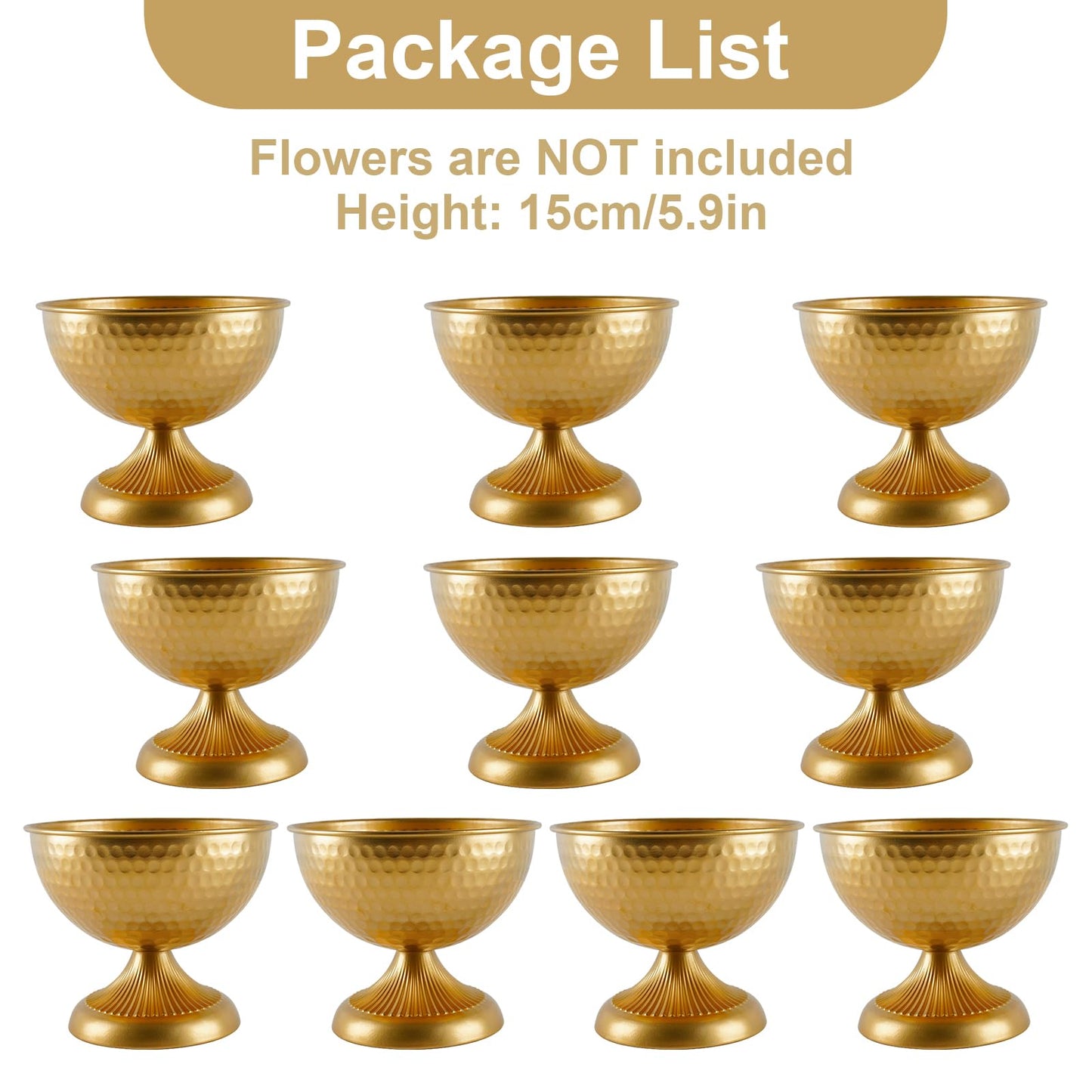 Gold Vases for Wedding Centerpieces, Set of 10 Metal Vase Small Table Centerpiece Flower Stands Wedding Arrangement for Weddings Reception Home Floral Decor Anniversary