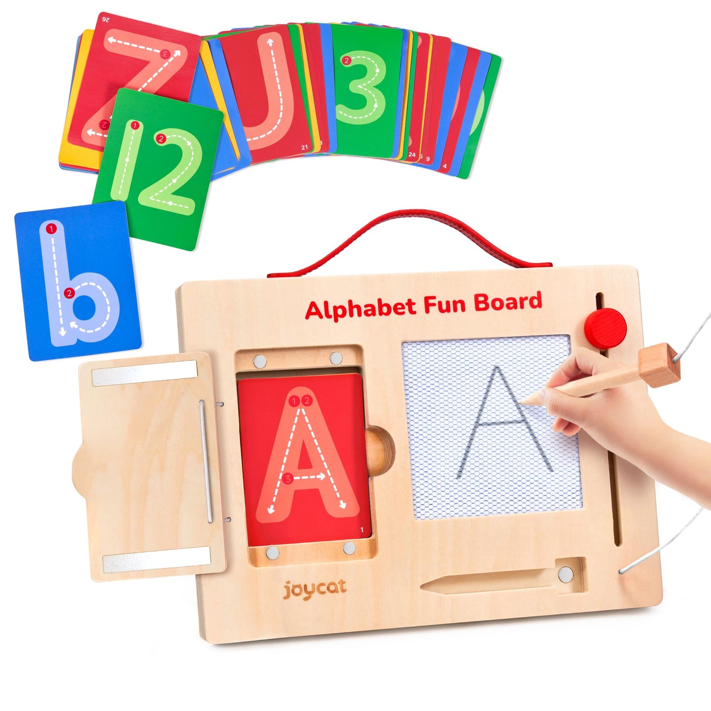 JoyCat Wooden Magnetic Letter Tracing Board,Alphabet and Number Writing Board for Toddlers ABC Letters Uppercase & Lowercase Practicing Learning Education Toys