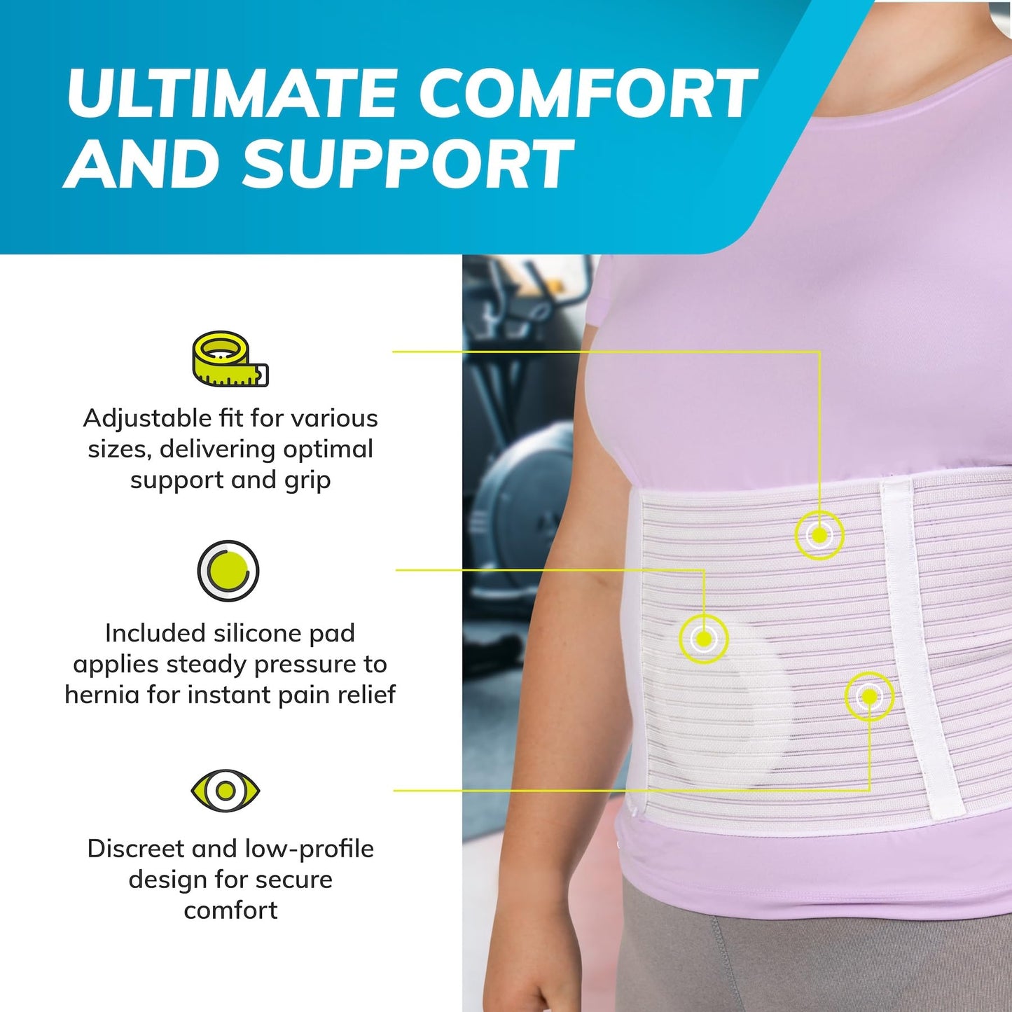 BraceAbility Umbilical Hernia Belt for Men and Women - Abdominal Binder Stomach Truss with Compression Pad for Belly Button, Navel, Ventral, Epigastric, Hiatal Hernia Relief Surgery Support (L/XL 8")