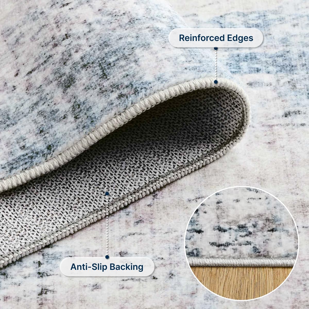 Syrlfar 8x10 Area Rugs Washable Living Room Rug-No Slip Soft Carpets Modern Abstract Coastal Indoor Floor Stain Resistant Large Carpet for Bedroom Dining Room Farmhouse Nursery Home Office Blue
