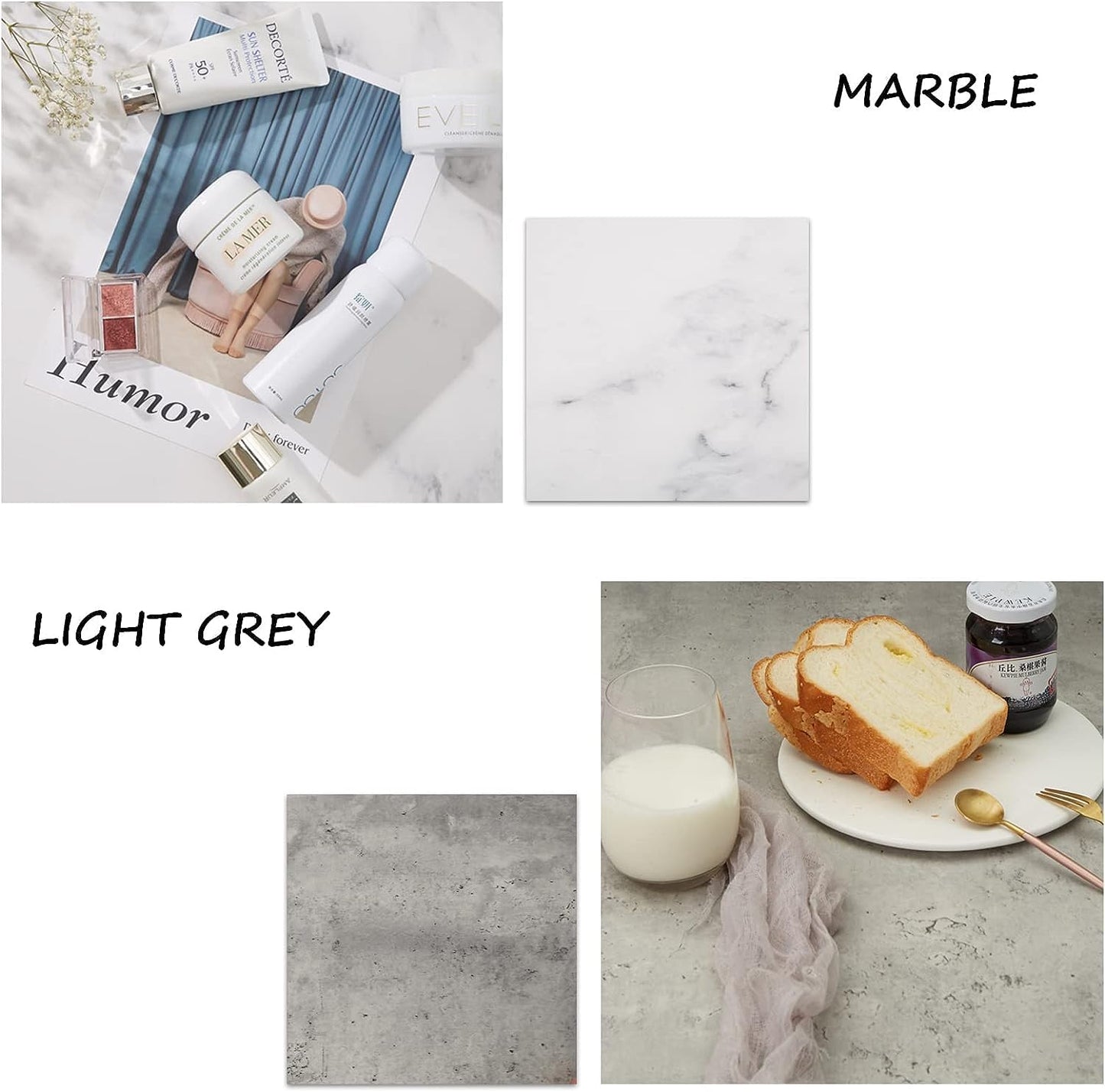 5PCS Photo Backdrop Boards with Carry Bag,16x16Inch Marble Cement Wooden Photography Background Flat Lay Props for Food, Product, Jewelry, EOAJAFOU