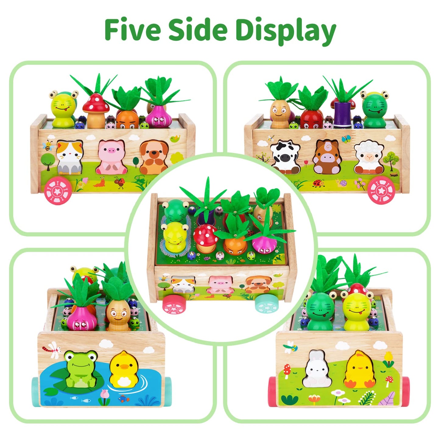 Montessori Wooden Toddler Toys for 1 2 3 Years Old Boys Girls, Shape Sorting Toys First Birthday Gifts for 1-2 Years, Wood Animal Farm Car Preschool Educational Fine Motor Skills Toy