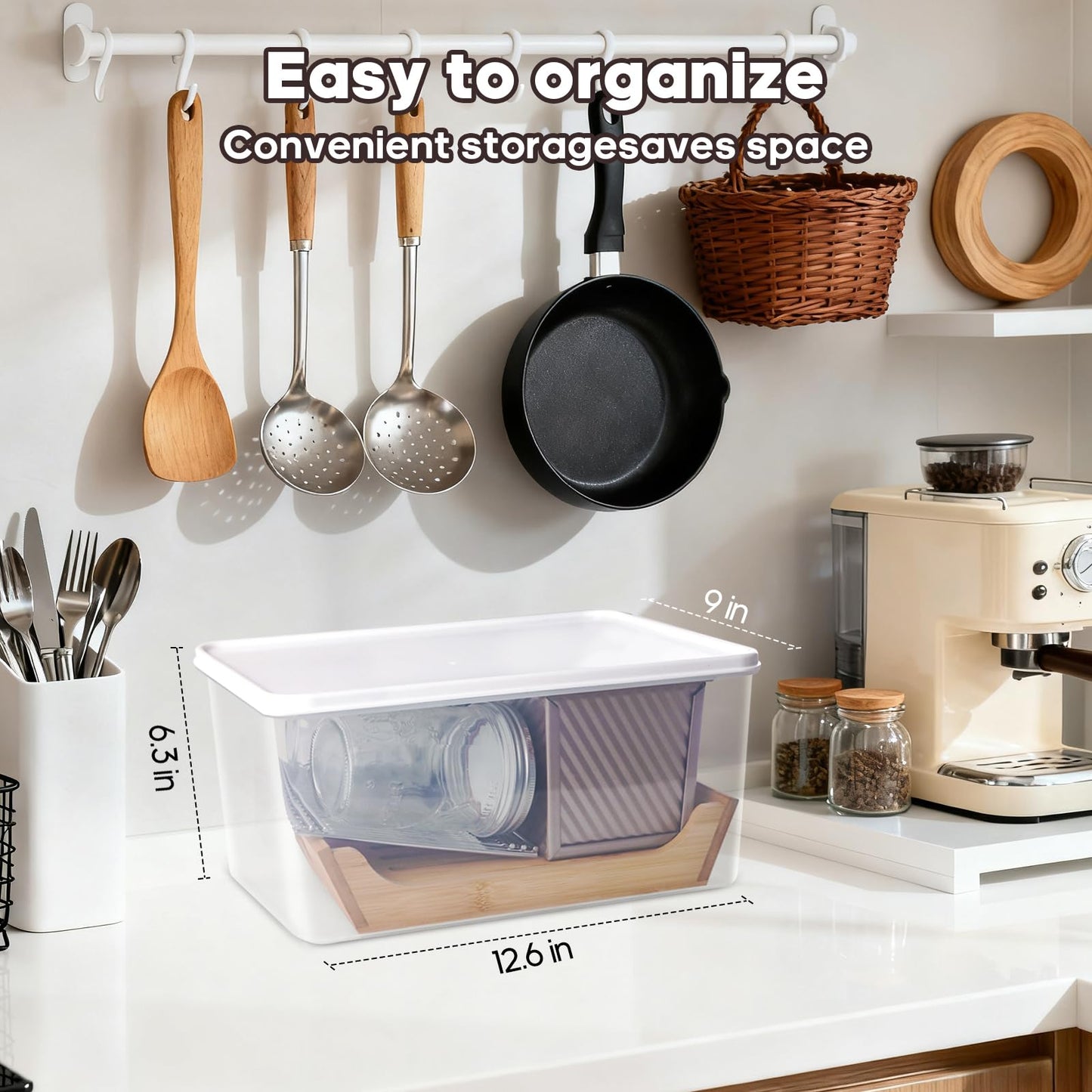 6 In 1 Homemade Bread Slicer With Bread Box For Homemade Bread，Adjustable 304 Stainless Steel Guide With Crumb Tray 2 Loaf Pan With Lid Mason Jars Basting Pastry Brush And Scraper Bread Loaf Slicer