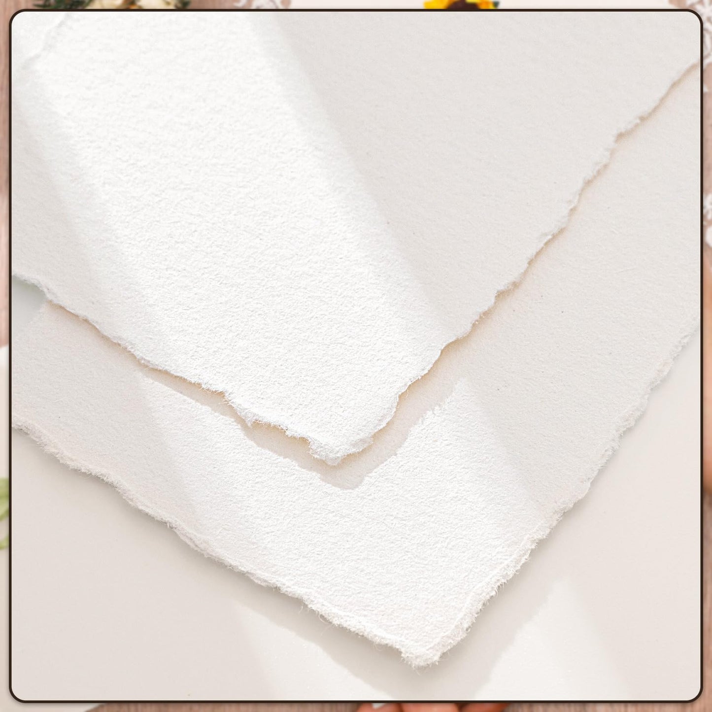 100 Sheets Deckled Edge Paper 8.5x11 inches, 160 GSM Handmade Paper, Rough/Textured Watercolor Paper for Wedding Invitations, Greeting Cards, Handmade Crafts