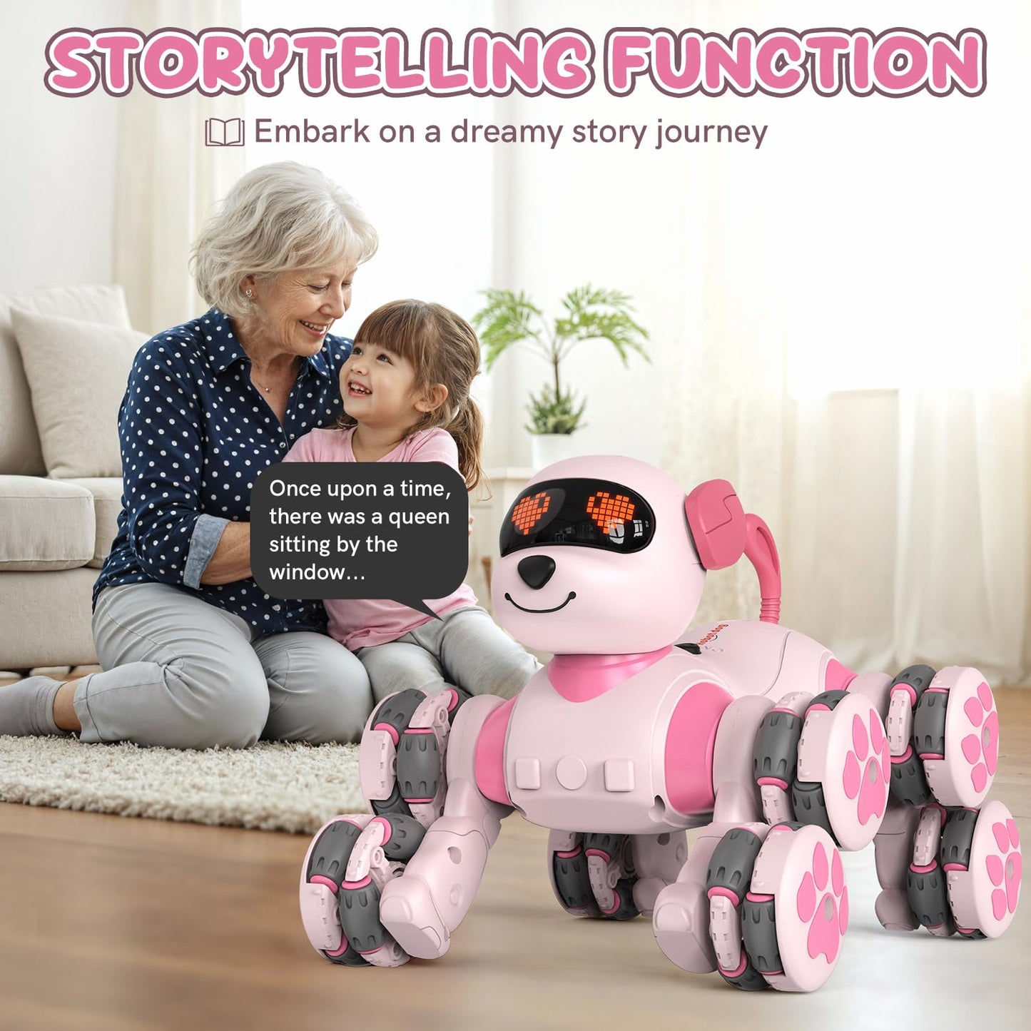 Paaxido 8WD Stunt RC Car Robot Dog Toys for Girls Age 3+, 2.4GHz Remote Control Car Dog Toys with LED Eyes, Smart Interactive Programmable Robot Toys Gift for Boys & Girls Age 3 4 5 6 7 8 Year Old