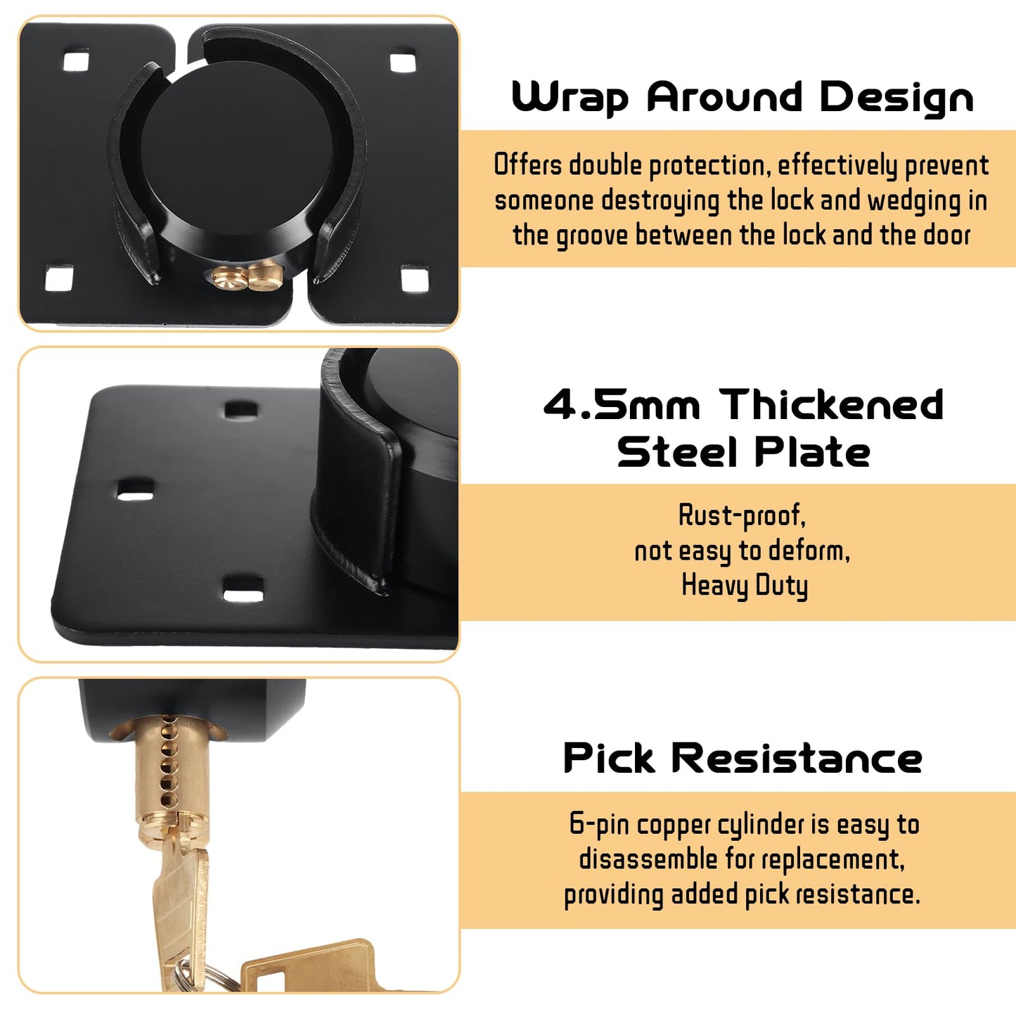 2 Packs Heavy Duty Puck Lock Keyed Alike, 73mm High Security Hidden Shackle Padlock with Hasp, Solid Steel Puck Lock Latches for Container, Garage Shed Trailer Truck, Black