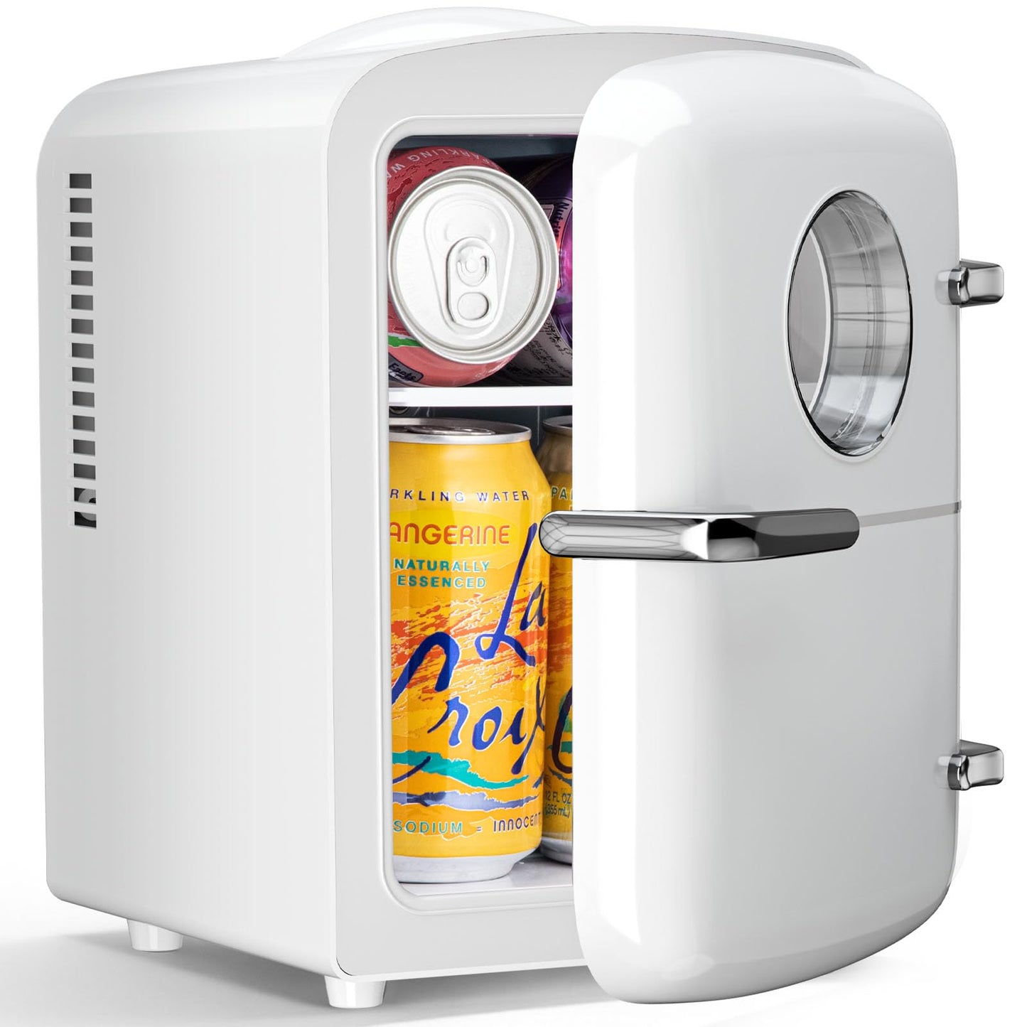 Antarctic Star Mini Fridge, 4L Capacity/6 Cans Portable Cooler and Warmer Compact Refrigerator, for Bedroom,Car,Office and Dorm, Small Cooler and Warmer for Cosmetics, Beverage and Food, White