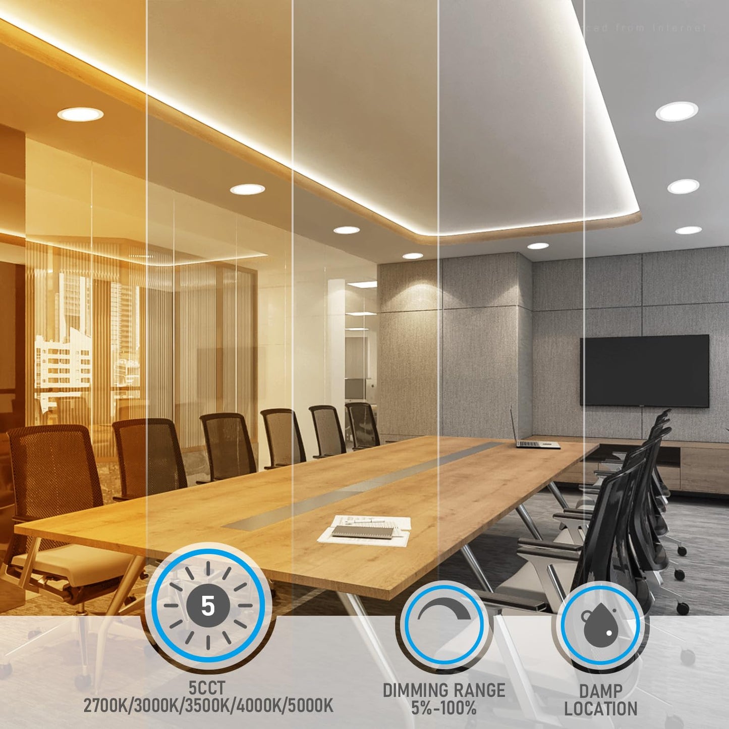 TORCHSTAR 8 Inch 5CCT Ultra-Thin LED Recessed Ceiling Light with Junction Box, CRI90, 27003000350040005000K Selectable, 18W Dimmable Slim Canless Wafer Downlight, ETL & ES & FCC, Pack of 6