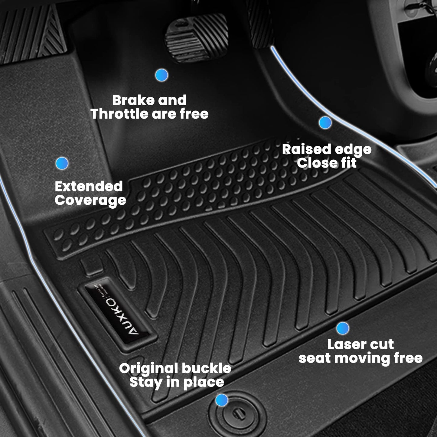 AUXKO All Weather Floor Mat Fit for Kia Soul 2026 2025-2020 TPE Rubber Liners Soul Accessories All Season Guard Odorless Anti-Slip Liner Black