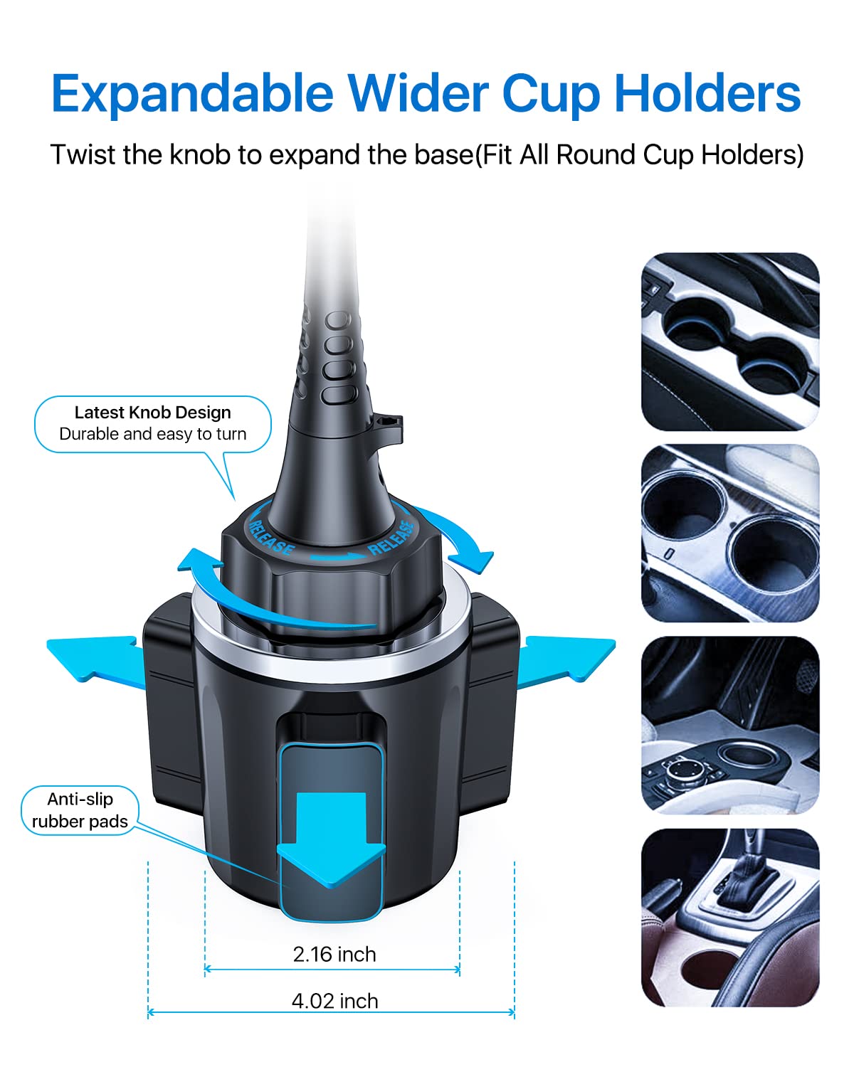 andobil Upgraded & Solidest 15in Cup Holder Phone Holder, [Stable & Adjustable] Long Gooseneck Car Phone Holders for Your Car Truck Fit for iPhone 16 Pro Max 15 14 13 12 Pro Max & All Cell Phones