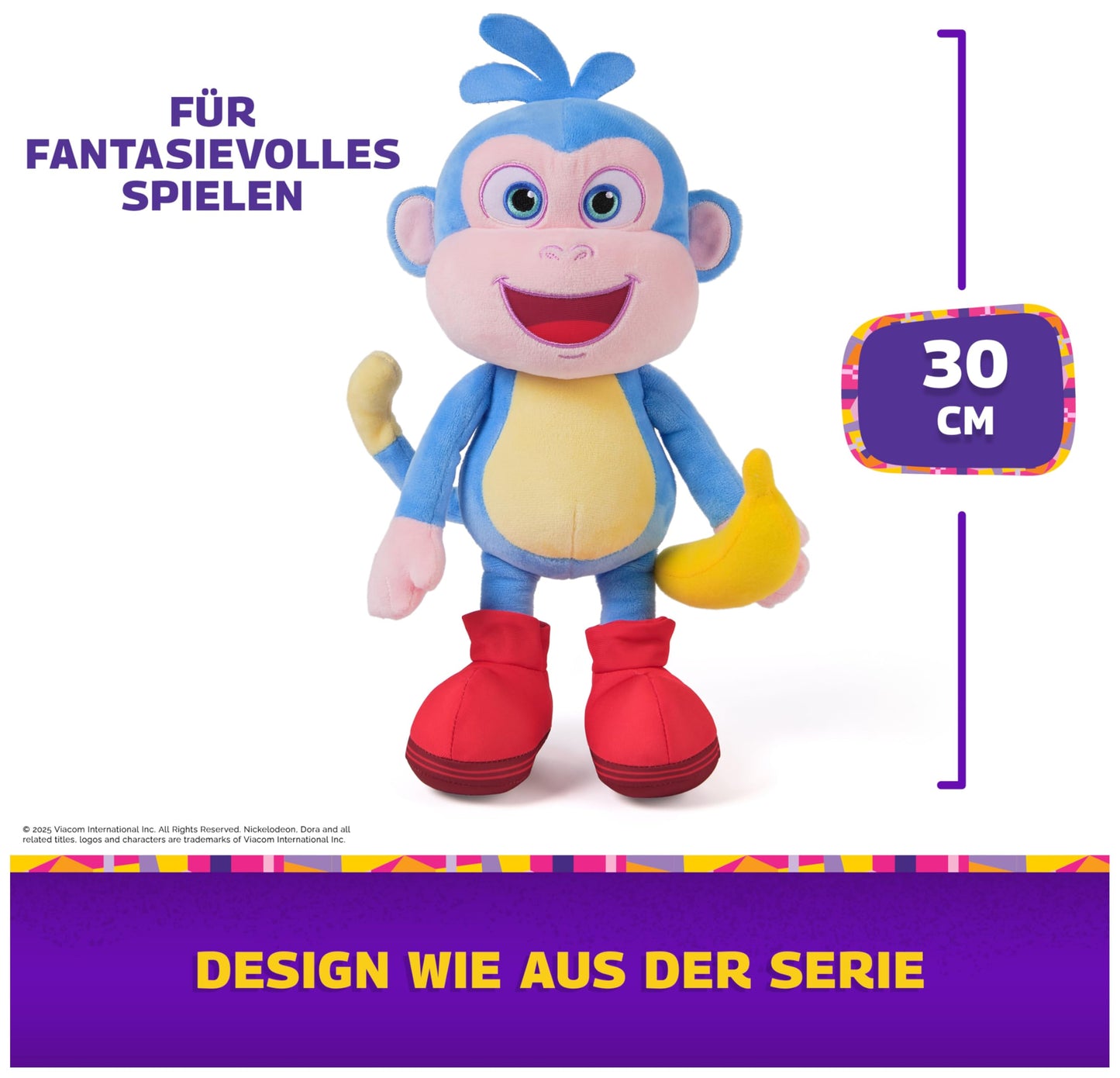 Dora Bananenfreund Boots - Approx. 30 cm Tall Interactive Plush Toy from The Popular TV Series with 2 Songs and 9 Phrases, for Imaginative Play, for Children Aged 3 and Over
