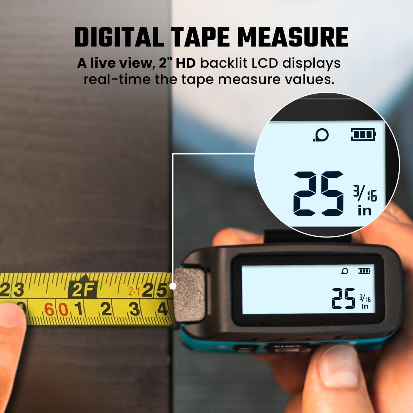 3-in-1 Digital Tape Measure, MiLESEEY Laser Tape Measure with Phone App, Real Time Digital Screen, Rechargeable Laser Measurement Tool