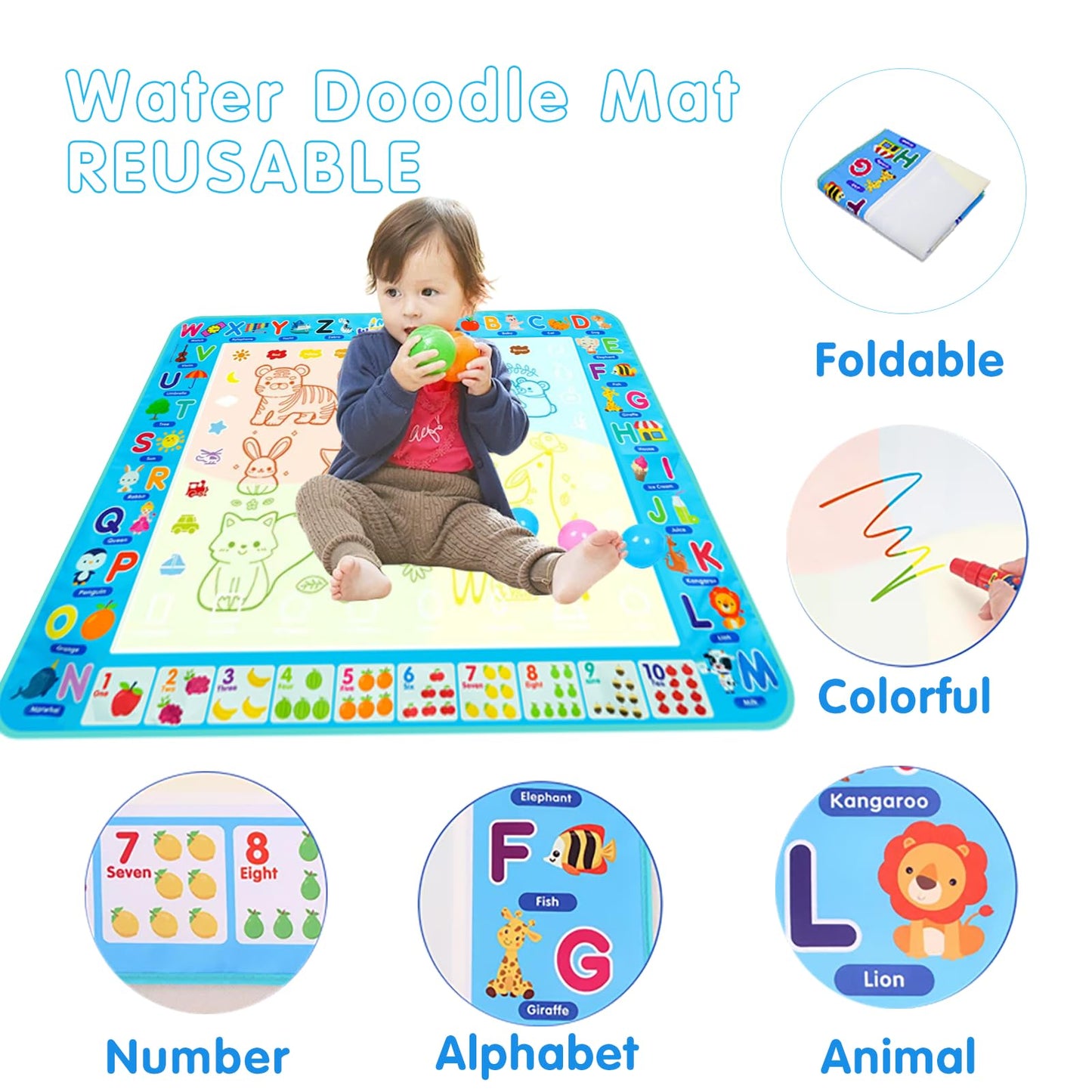 Reusable Water Doodle Mat for Writing and Writing