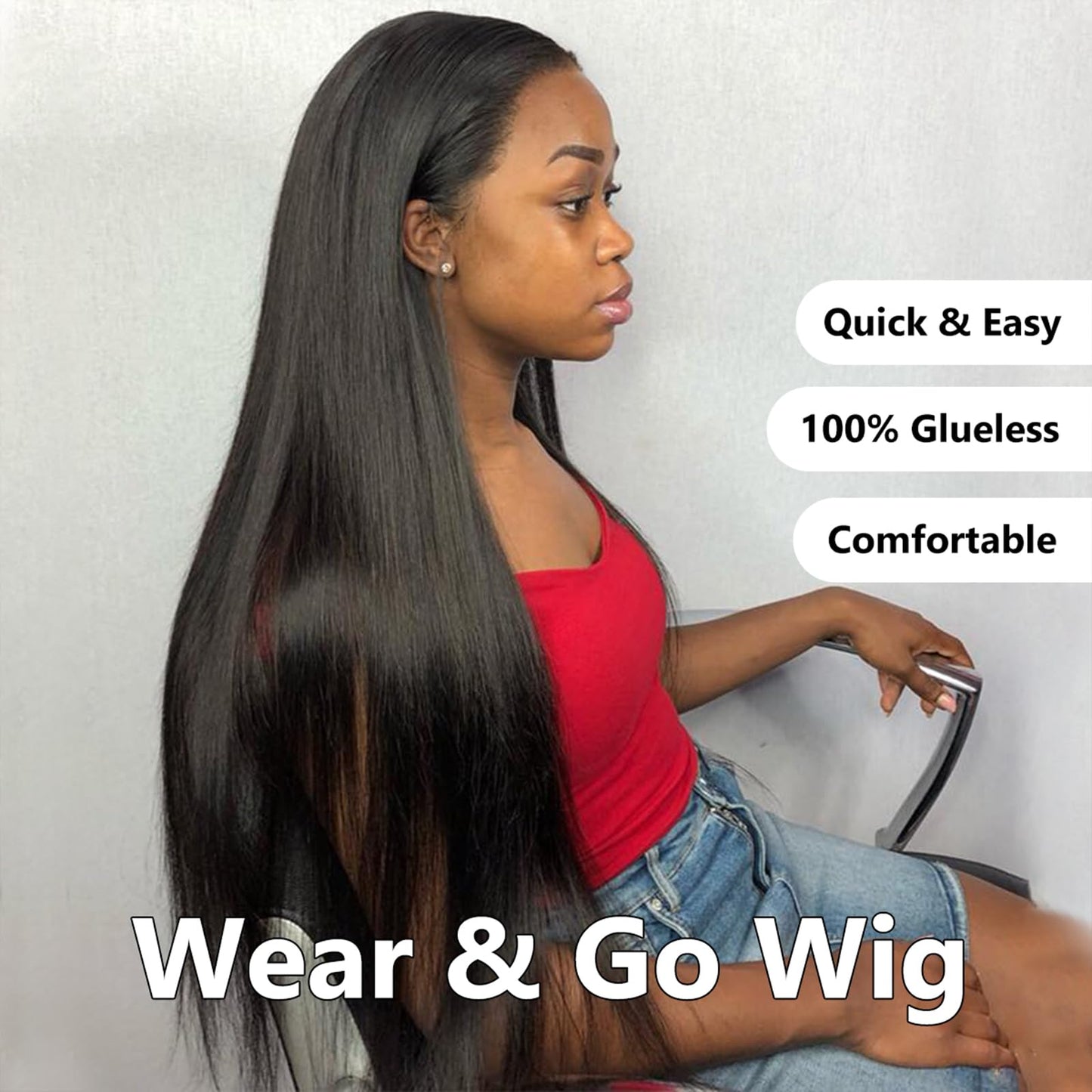 Queen Story Straight HD Lace Front Wigs Human Hair 6x5 Glueless Wigs Human Hair Pre Plucked Pre Cut 200% Density Wear and Go Glueless Wigs Human Hair 100% Remy Human Hair Wigs (20 Inch)
