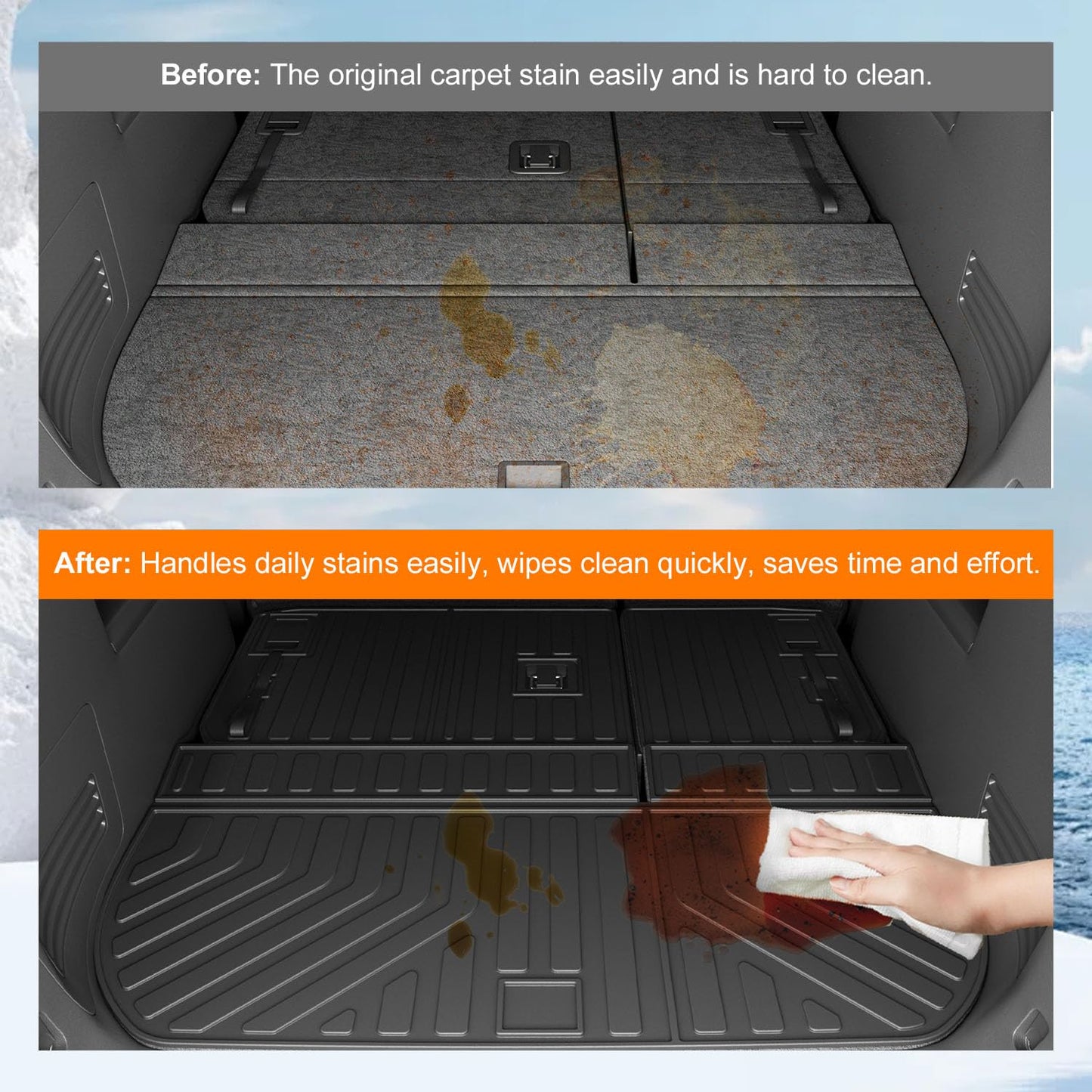 powoq Cargo Mat Compatible with 2009-2017 Chevy Traverse Trunk Mat 2008-2017 Buick Enclave Cargo Liner Trunk Liner Back Seat Protector Replacement for 2009-2017 Chevy Traverse Accessories