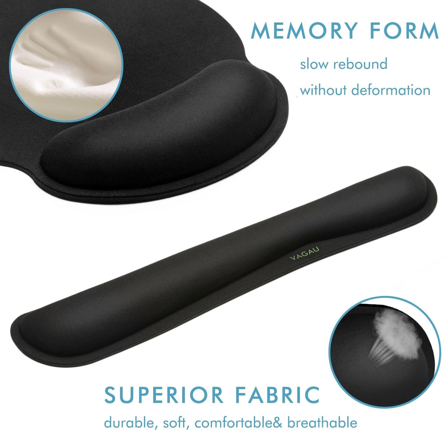 Ergonomic Mouse Pad with Wrist Rest Premium Memory Foam Keyboard and Mouse Wrist Rest Pads Set- for Comfortable Typing &Wrist Pain Relief (Pack of 4)