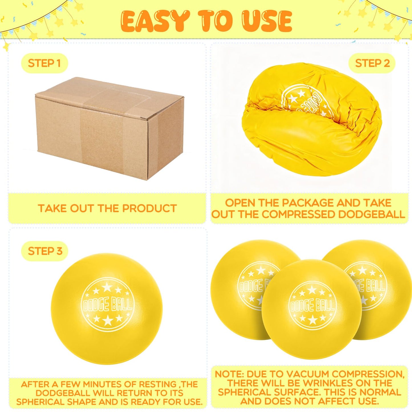 Jerify 12 Pcs Foam Dodgeballs Sets, 6 Inch Soft Foam Dodgeball Balls for Kids & Adults, Non-Sting Playground Sports Equipment for Outdoor & School Games(Yellow)