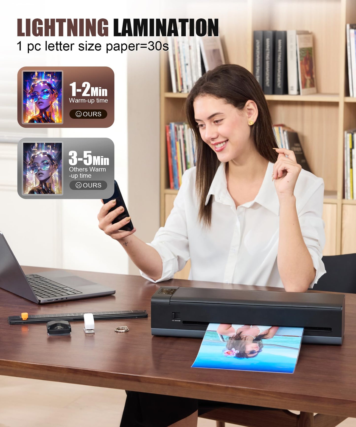 13 Inch Laminator Machine, A-3 9-in-1 Thermal Laminator with Sheets for Hot & Cold Laminating Machine