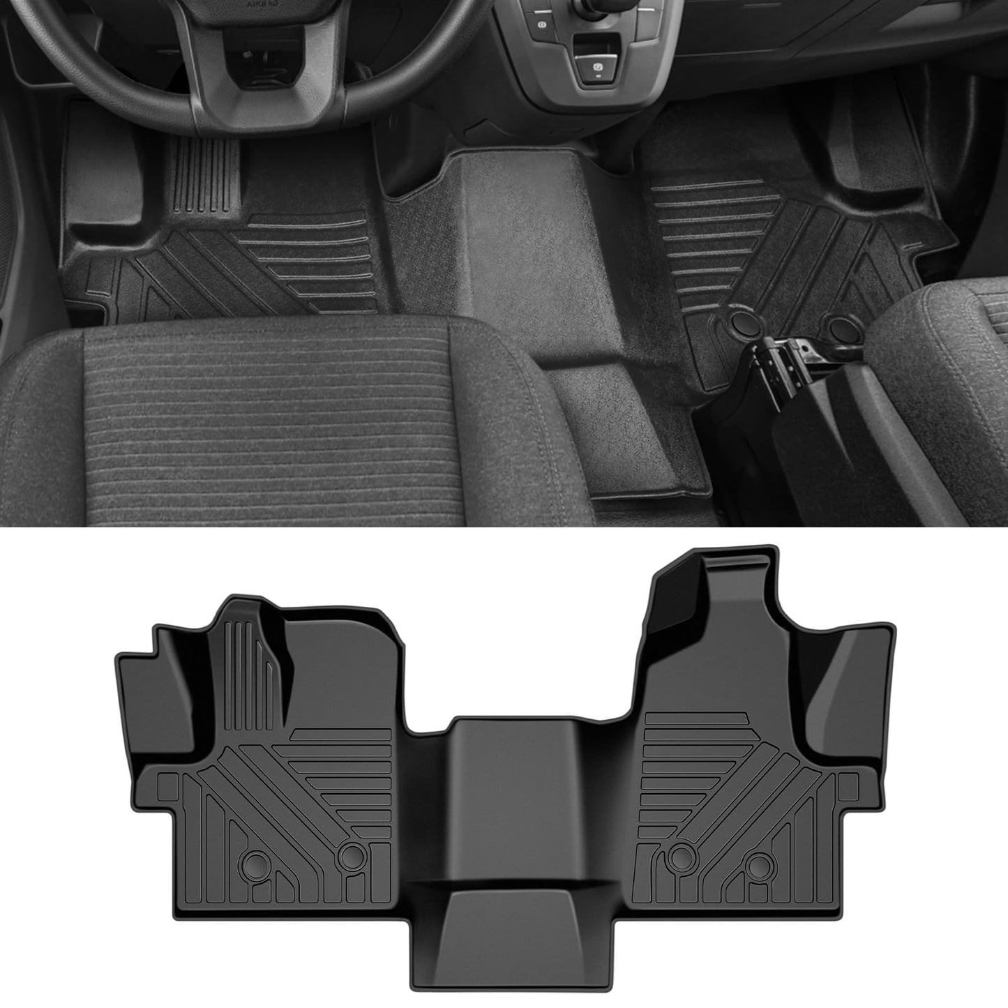 Utiiy Floor Mat Front Liner Fit for 2022 2023 2024 Ford Transit (All Models W/Vinyl Floors) TPE All Weather Mat for 2022 2023 2024 Ford Transit Front 1st Row Accessories