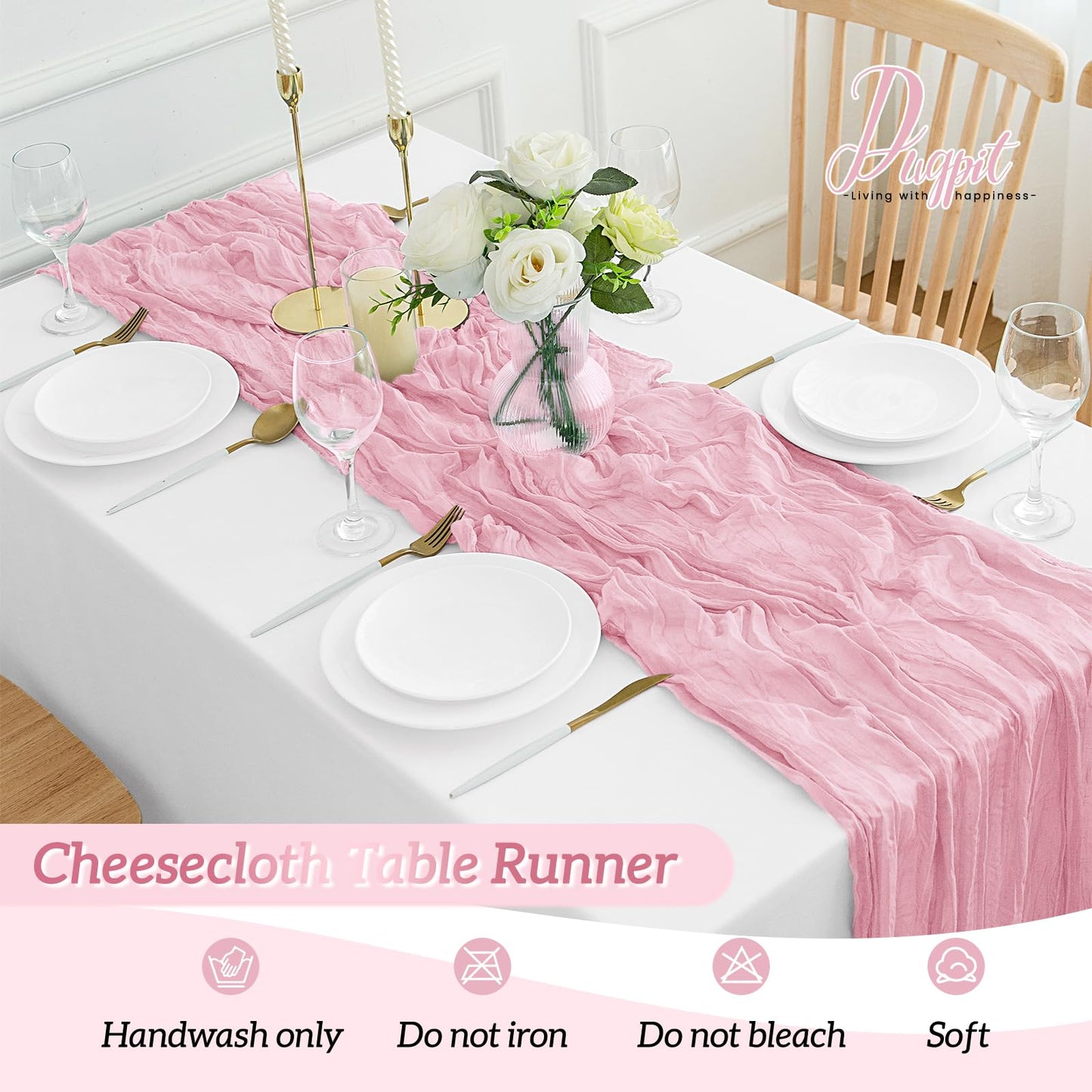 12Pack Pink Cheesecloth Table Runner 35 x 120 inch Cheese Cloth Table Runner 10FT Boho Table Runners Rustic Gauze Table Runners for Party Wedding Birthday Dining Bridal Shower Baby Shower Decor