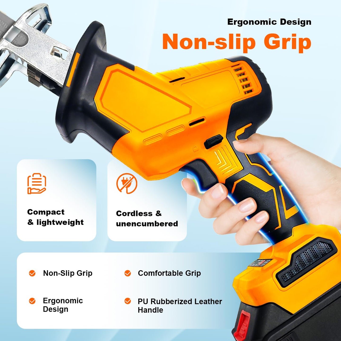 Brushless Motor Electric Meat and Bone Saw, 3000mAh Handheld Butchering Tool with （3 Upgraded Blades）- Home Butcher Saw Kit with 1 toolbox, 1 Battery