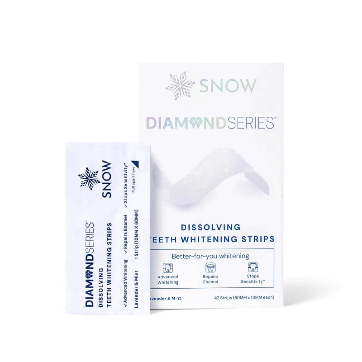 SNOW Diamond Teeth Whitening Strips | Gentle & Enamel Safe White Strips for Teeth Whitening | at-Home Dental Hygiene & Tooth Care for a White Smile Easy Convenient Tooth 42 Ct