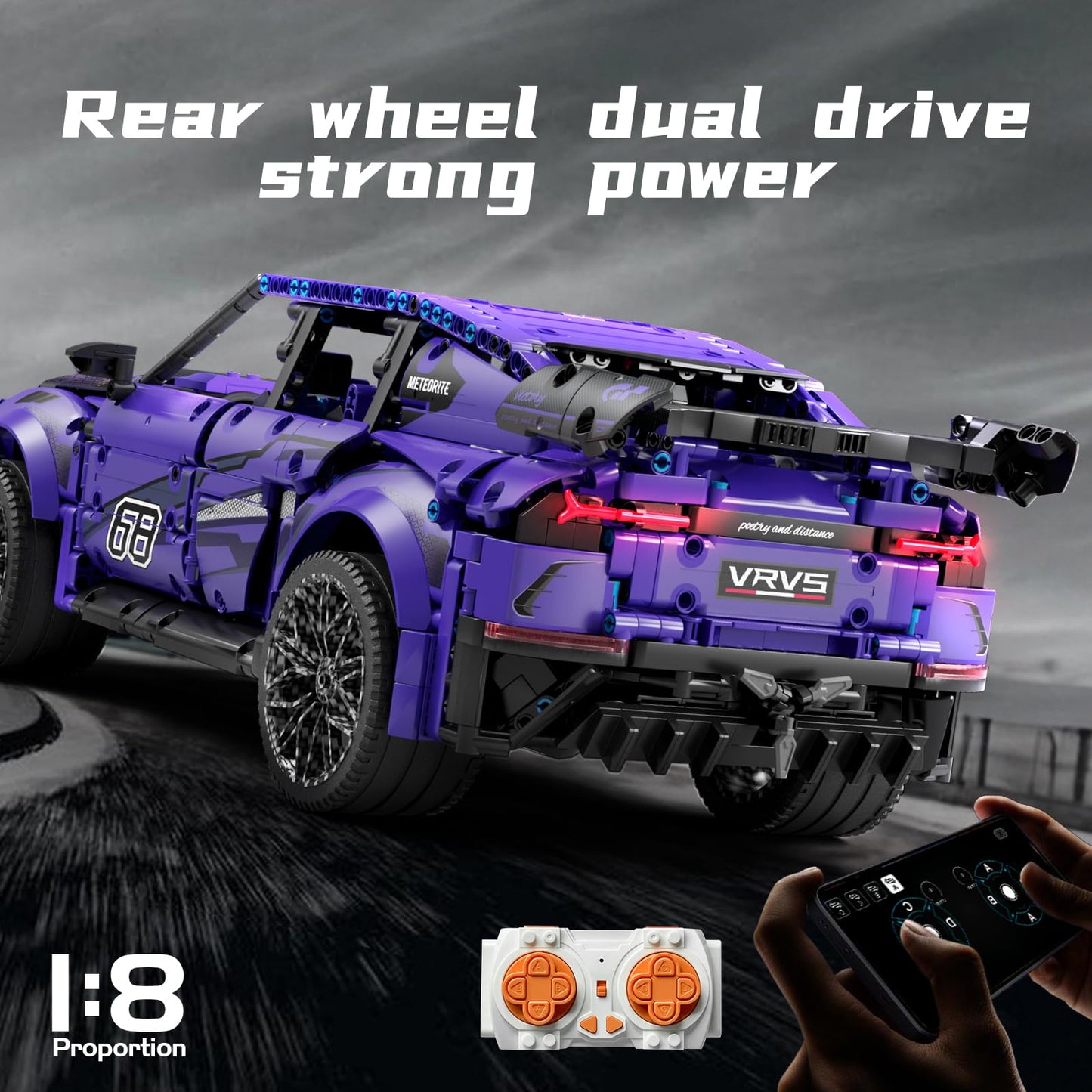 Remote Control Building Car, Compatible with Technic Car, 1:8 21inch Large Size Dynamic Model Car SUV Construction with Motors Rechargeable Battery, Building Toy for Adults Teens Aged 12+ (2375 PCS)