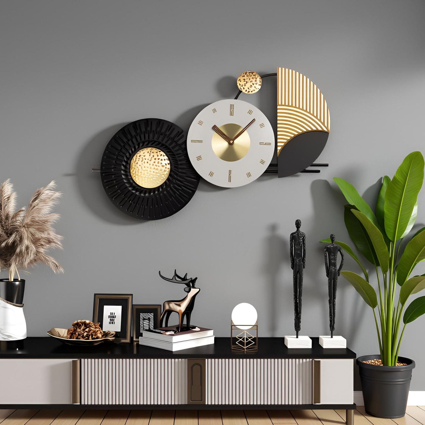 Tiuposr 35x16 Inch Modern Large Wall Clock Silent Battery Operated -Decorative Analog Clocks for Living Room, Bedroom, Kitchen, Office, Entryway, Home Decor
