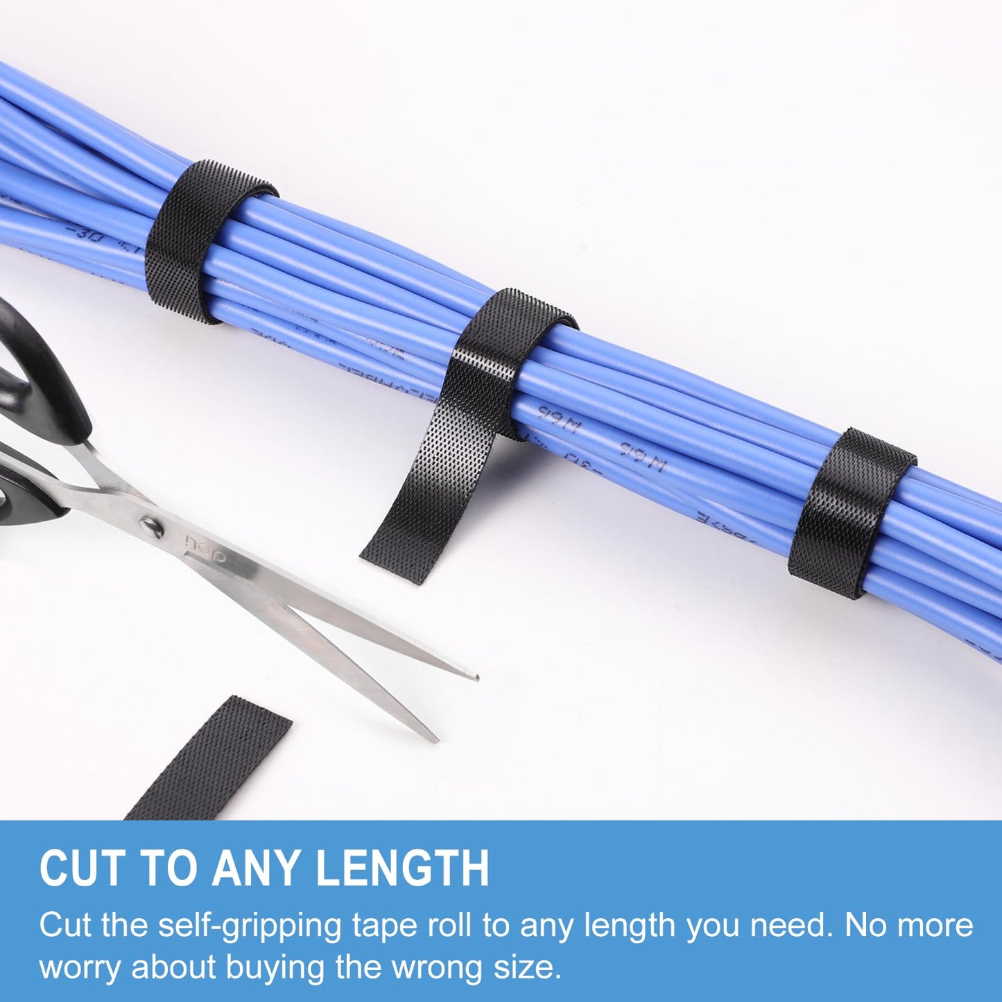 1/2in x 1,000ft Hook and Loop Roll | Double-Sided Strips, Self-Gripping Straps | Reusable Multi-Purpose Wrap Fasteners for Home, Office, Data Center, and More (100ft x 10 Packs)
