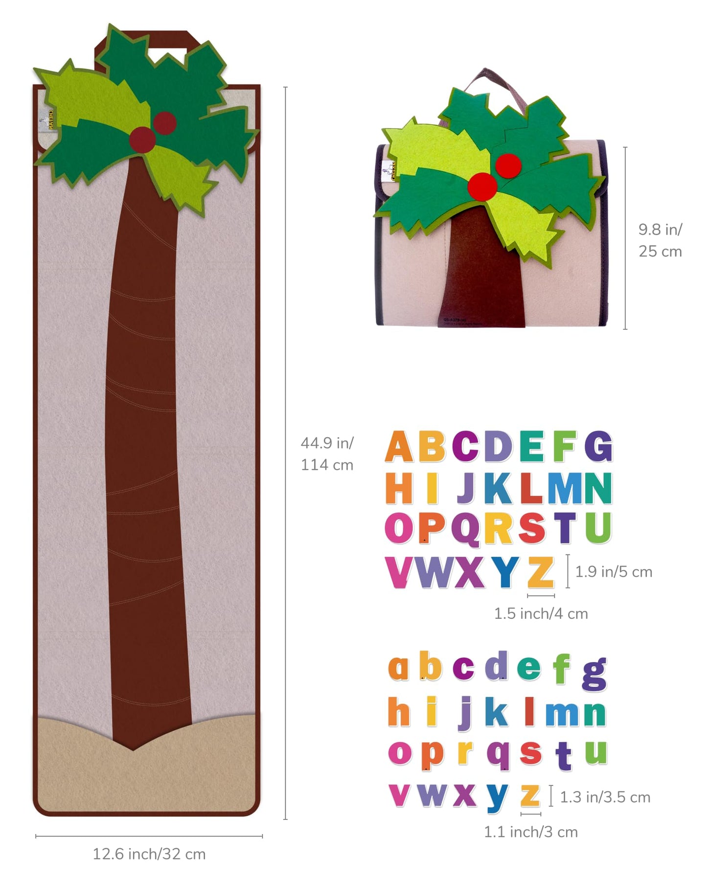CHEFAN Felt Letter Tree, Coconut Tree Alphabet Bag for Early Education Storytelling, Felt Story Board Set Props from The Childhood Favorite Book, Felt Board for Wall Teaching Home Classroom Play