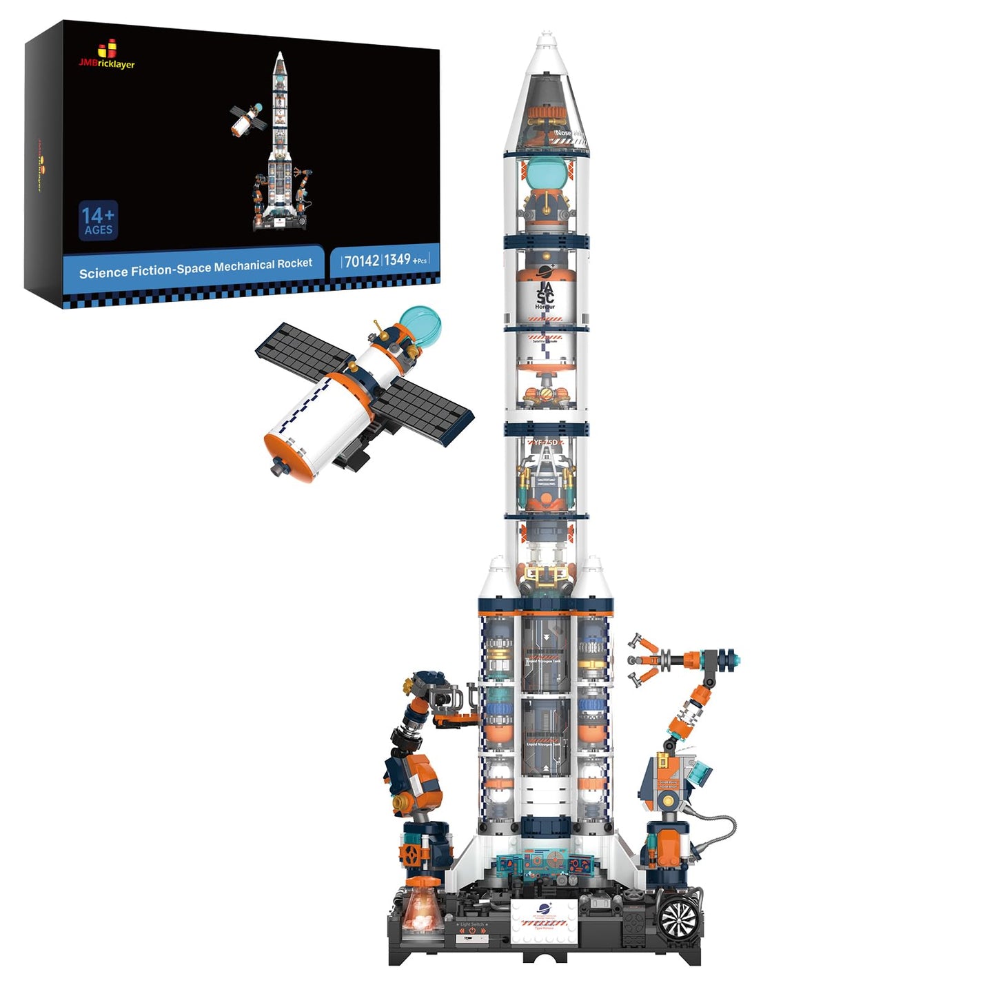 JMBricklayer Space Rocket Building Sets for Boys, Space Shuttle Rocket Ship for Adults, Spaceship Model Kits with Special Lights 70142, Ideal Gifts for Fathers Day, Kids 8 9 10 11+(1349PCS)