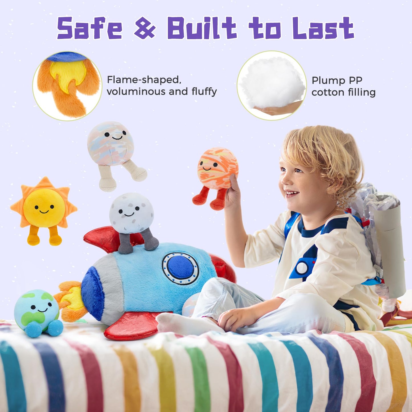 Muiteiur 6 Pcs Rocket Planet Stuffed Set