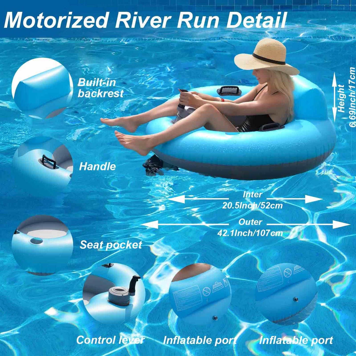 NBJIALIN Inflatable River Tube Float - River Run for Adult Heavy Duty Motorized Tubes Floating with Backrest for Party Summer Water Beach