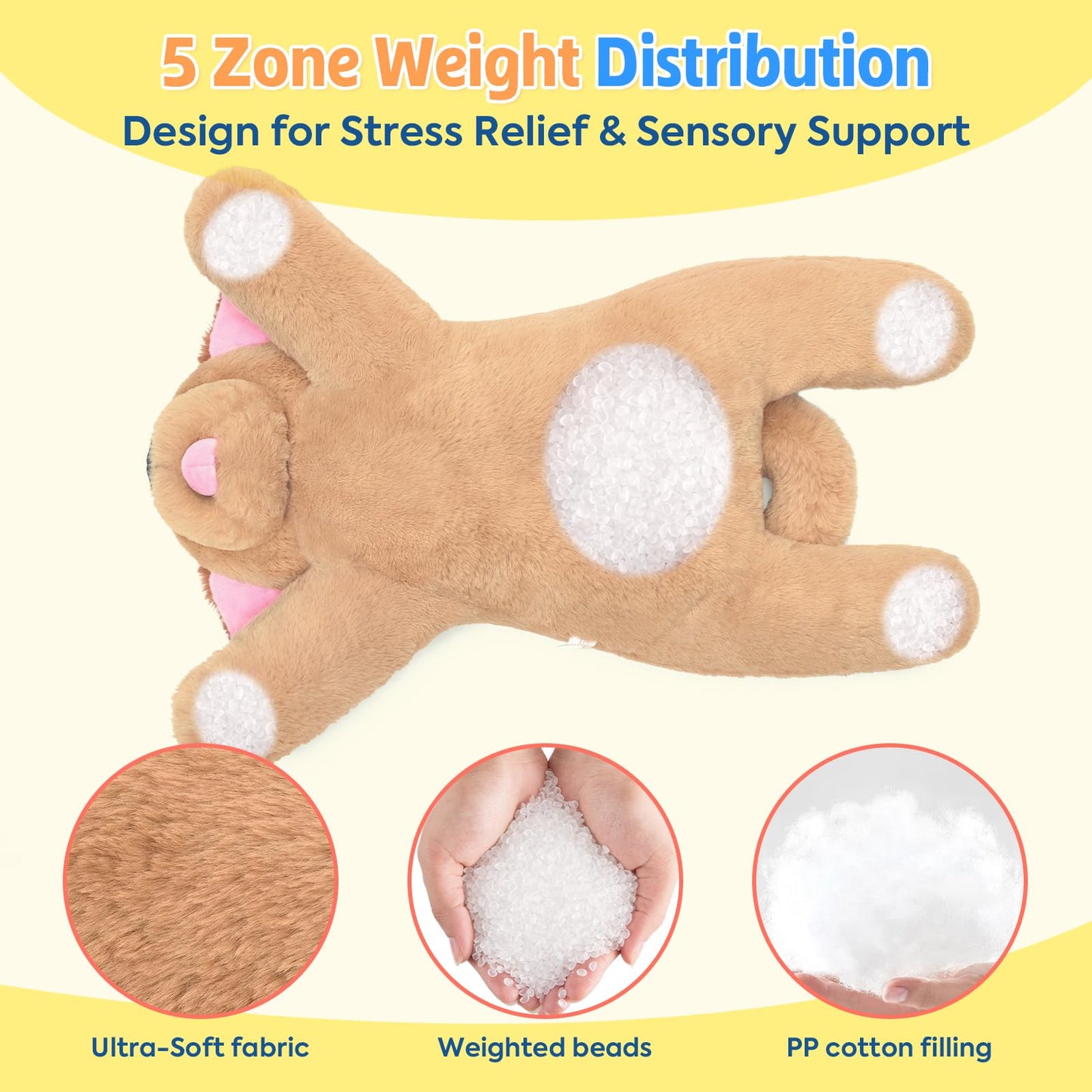 PEACH CAT 25.6 inch 5 lbs Golden Retriever Dog Weighted Stuffed Animals Large Weighted Plush Soft Puppy Plushies Toys Gifts for Kids Adults