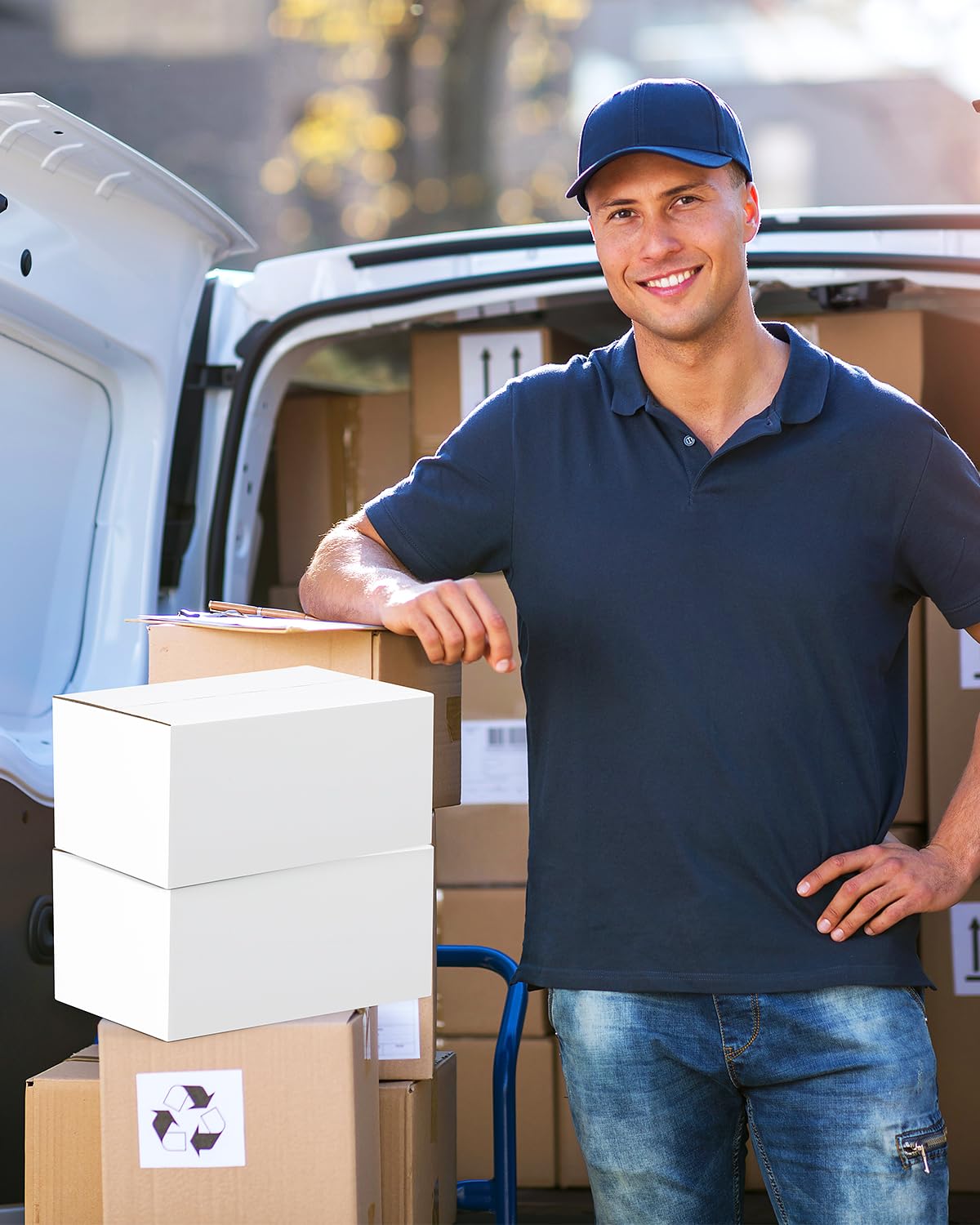 Poever 40-Pack-Small-Shipping-Boxes-10x7x5, Corrugated-Cardboard-Boxes-for-Packaging-Small-Business, White-Boxes-Mailers