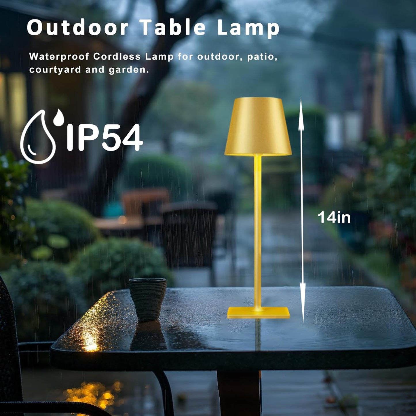4 Pack Gold Led Cordless Table Lamps-Rechargeable Lamp Set of 4,Tabletop Lighting Outdoor Table Top Light for Restaurant Tables | Dinner | Kitchen Counter Top | Bulk of 4 Wirelss Lamps,Multi-Pack