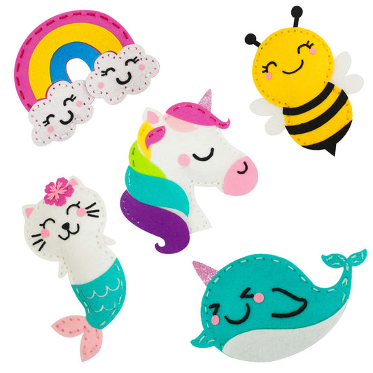 Cymbana Kids Sewing Kit Make Your Own Creative Felt Plush Animals Toy Craft Art Set for Beginners, Girls Gifts for Children 6+