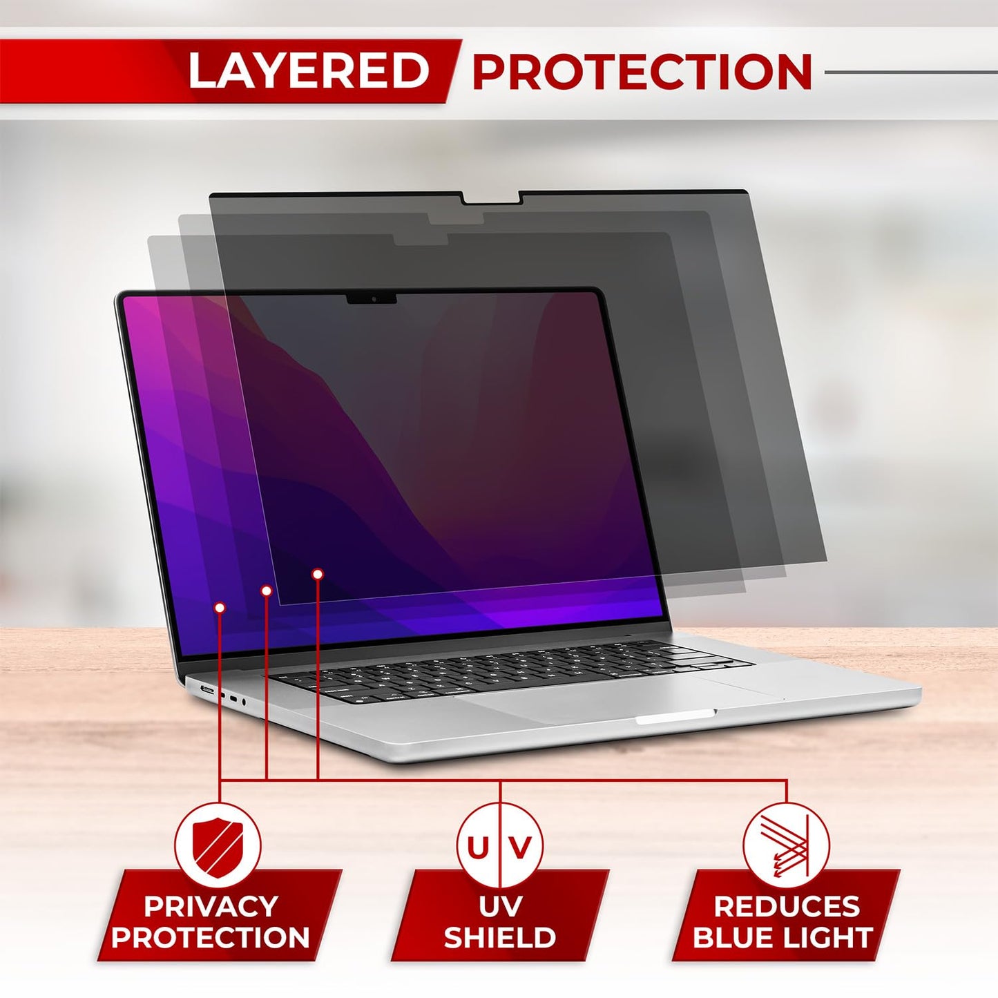 SightPro Magnetic Privacy Screen for MacBook Pro 16 Inch (2021-2024, M1, M2, M3, M4, Pro, Max) Removable Laptop Privacy Filter Shield and Protector