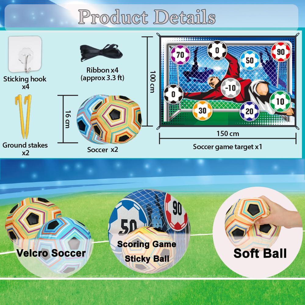 MRPAPA Soccer Ball Game for Kids, Indoor Outdoor Toss Goal Game with Balls Sports Toys Gift for 3 4 5 6 7 8 Year Old Boys and Girls