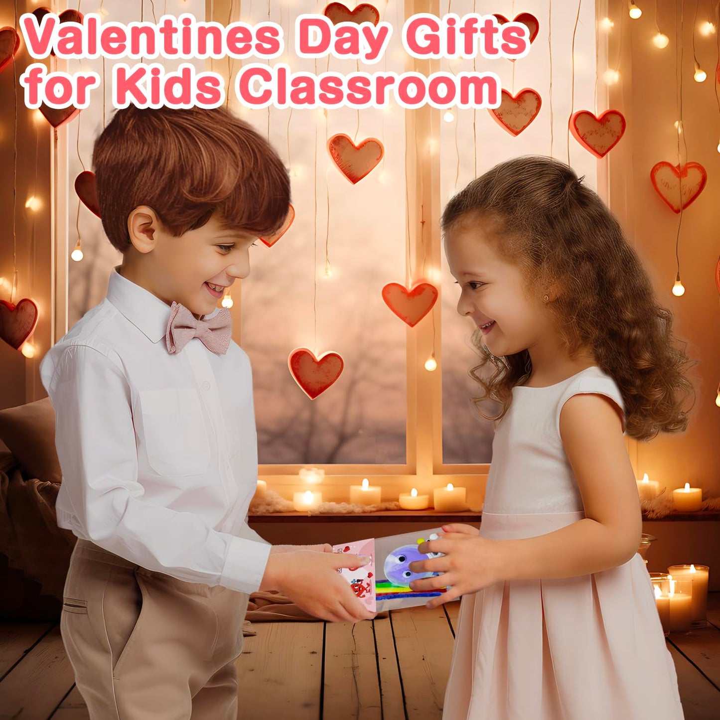 DEKWELL 24 Packs Valentines Day Cards for Kids School Classroom with DIY Air Dry Clay Bulk,Valentines Day Gifts for Kids Classroom Valentine Exchange Presents