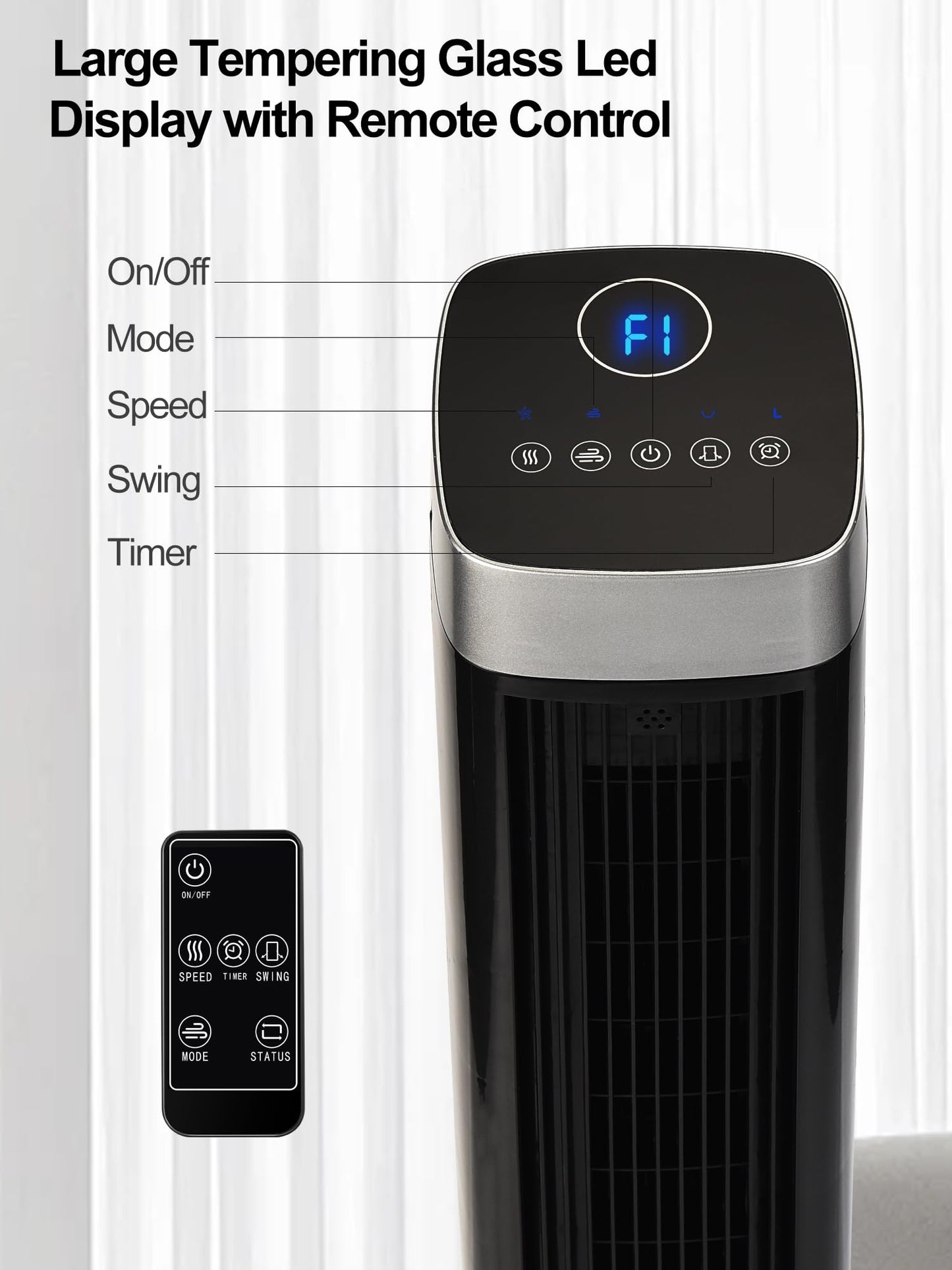 Uthfy 41" Tower Fan for Bedroom, 120° Oscillating Standing Fan with 24H Timer, Built-In Aromatherapy Box, Remote Control, 25ft/s High-Speed, 3 Speeds, 3 Modes, Quiet Floor Fan for Room, Home, Office